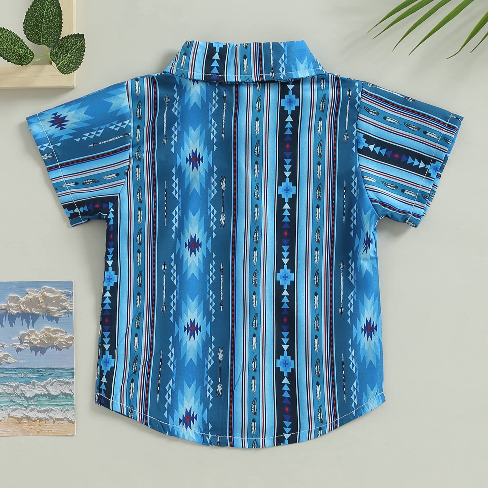 Aztec Print Baby Boy Button-Up Shirts - Short & Long Sleeve Western Style Casual Tops for Summer | Perfect for Country Outings, Photoshoots & Special Occasions