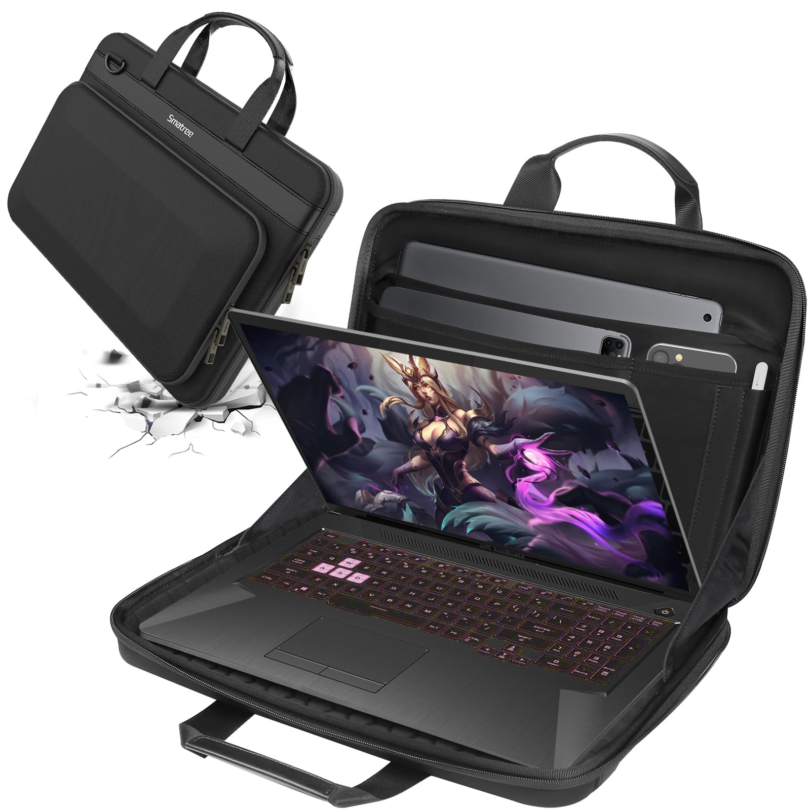 Smatree A800XL Heavy Duty Waterproof Hard Sleeve Case for 18-inch ASUS ROG Strix SCAR 18 & G18 Gaming Laptop (2023-2025 Models) - Protective Travel Bag for Business, School & Gaming Conventions