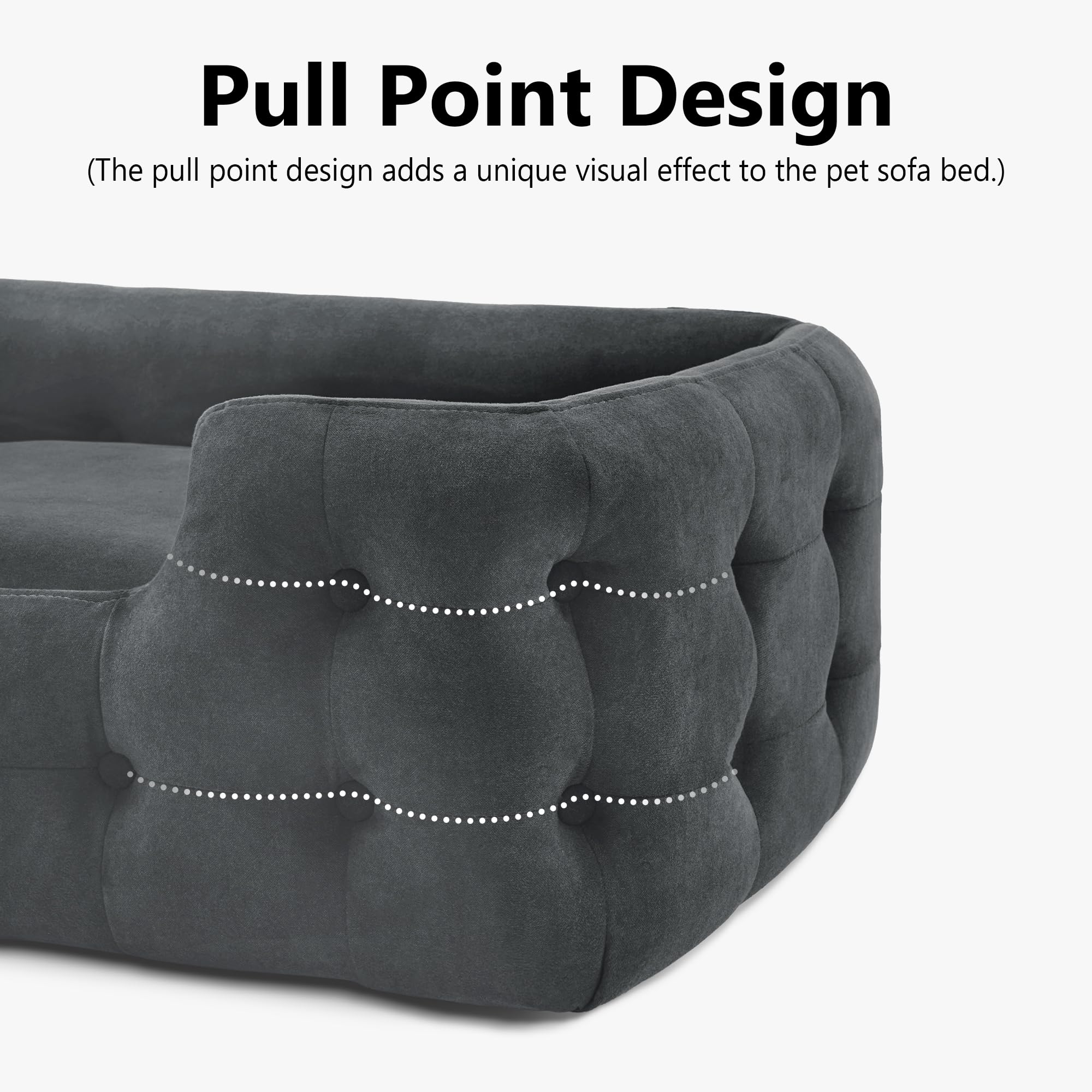 Premium MCombo Dog Sofa Bed - 33 Inch Orthopedic Foam Pet Bed with Removable Washable Cover, Modern Pet Couch for Small & Medium Dogs - Dark Grey (0553) - Perfect for Living Room, Bedroom & Pet-Friendly Spaces