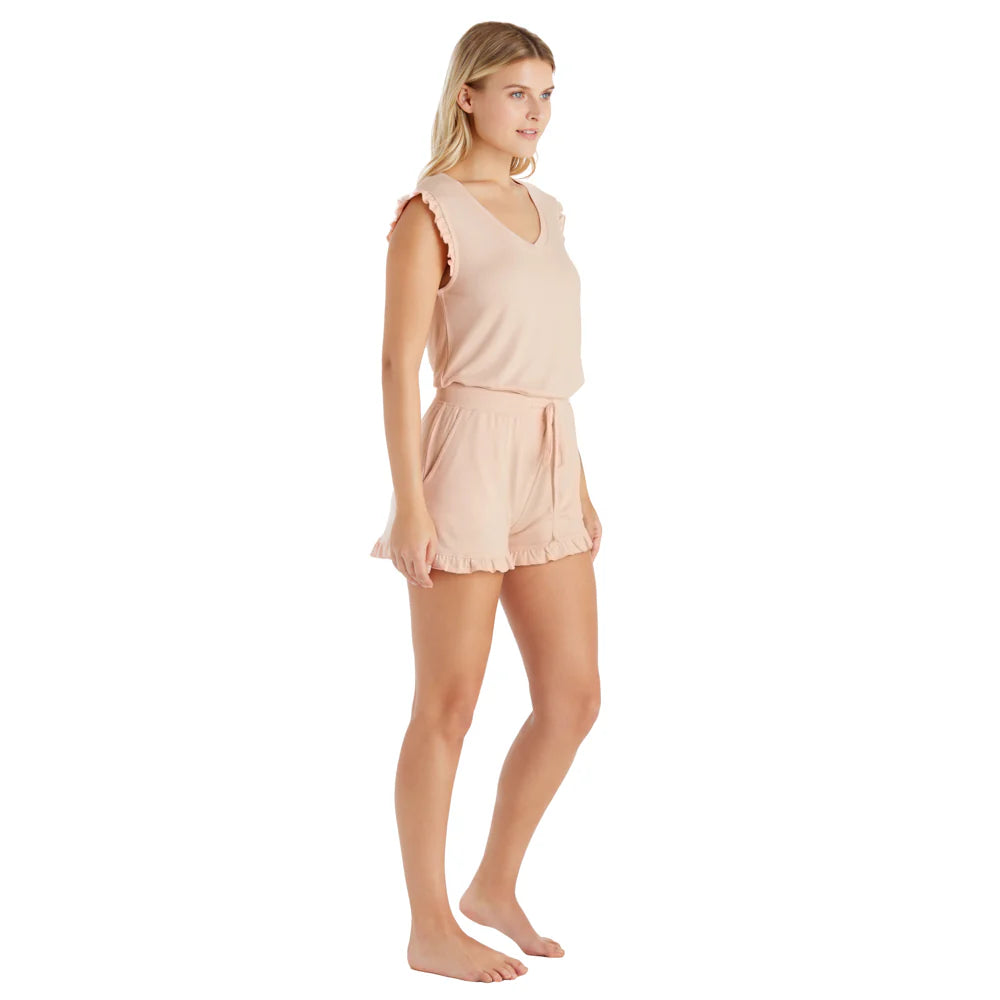 Apricot Dream Ruffle Top and Short Set - Women's Summer Outfit for Beach Vacation, Casual Wear & Date Night
