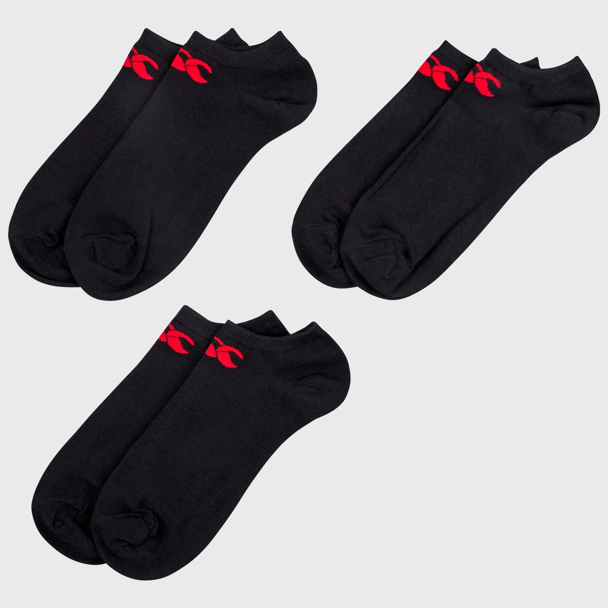 Canterbury Trainer Liner Socks 3 Pack - Black/Red Athletic Cushioned Socks for Running, Gym & Sports - Moisture Wicking Breathable Performance Socks