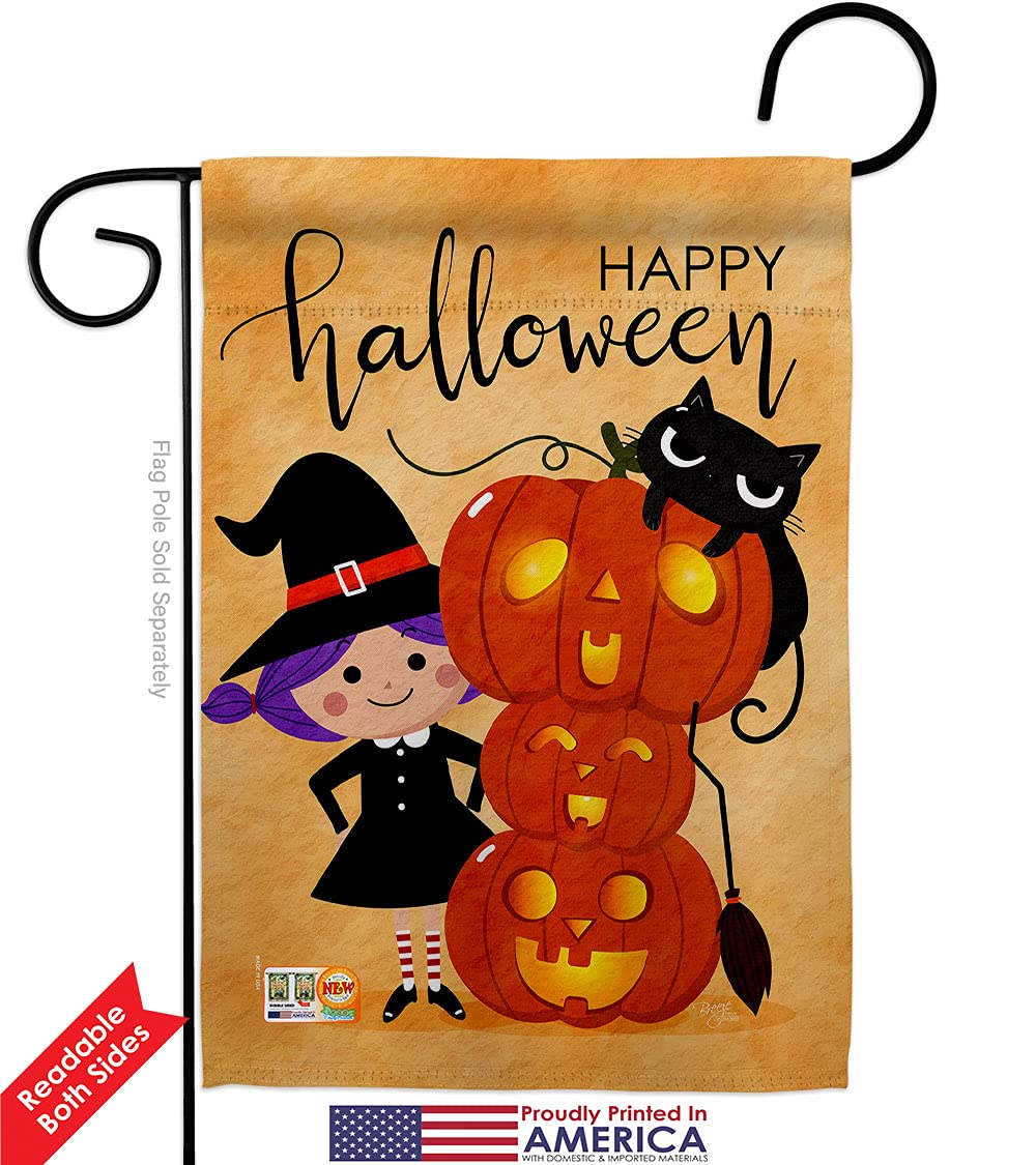 Halloween Witch Garden Flag Set with Stand - Spooky Trick or Treat Decor for Yard & House