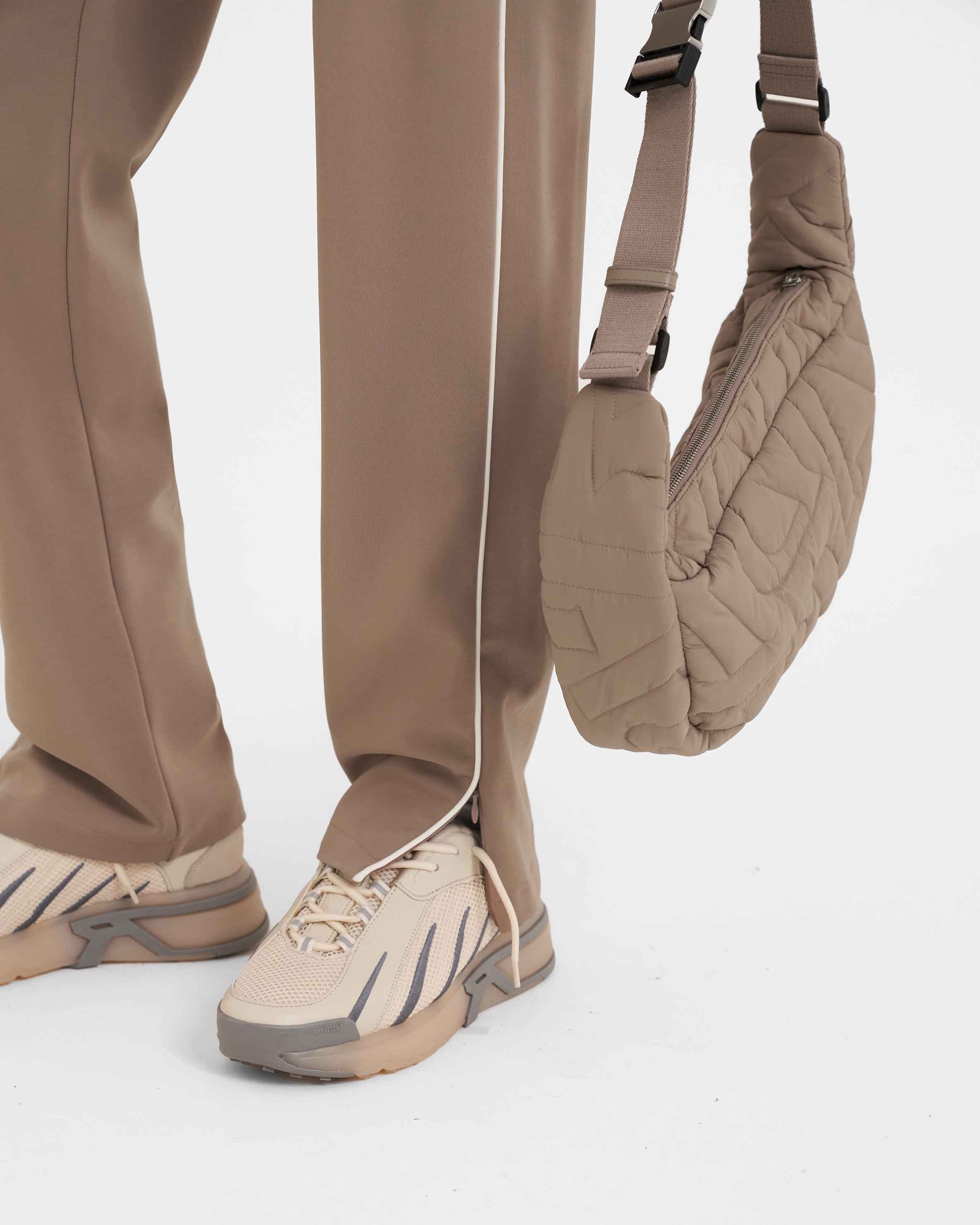 Split Trackpant for Men - Comfortable Jogger Pants with Side Stripes | Mushroom Color | Perfect for Gym, Running & Casual Wear