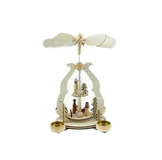 Clever Creations 21-Inch Brown Two-Tier Wooden Nativity Christmas Pyramid - Traditional Holiday Decoration for Shelves, Tables & Mantels - Perfect for Home, Office & Church Christmas Decor