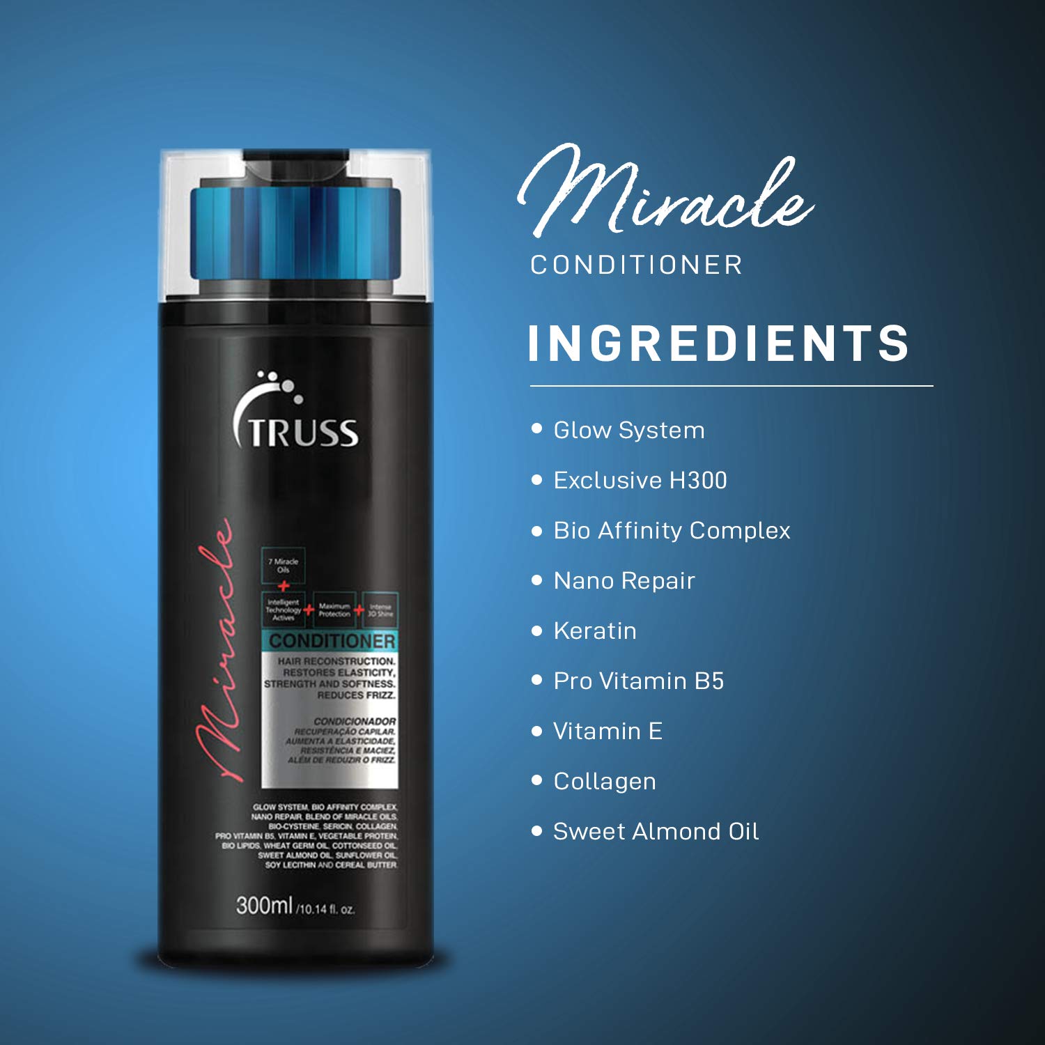 TRUSS Miracle Shampoo and Conditioner Set with Hair Mask & Heat Protectant Spray - Amino Acid Repair for Damaged Hair - Salon Quality Hair Care for Dry, Frizzy & Color Treated Hair - Perfect for Daily Use & Styling Protection