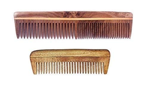 MAJIK Neem Wood Comb for Men & Women - Anti-Static & Scalp Massage - Model 2 | Natural Hair Care for Daily Styling & Detangling
