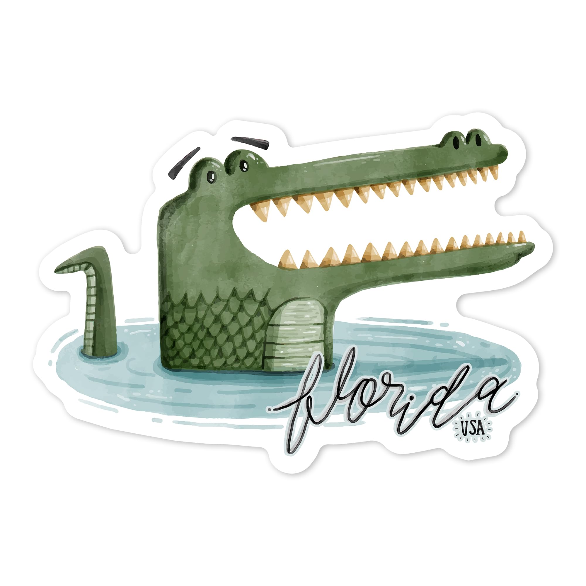 Premium Watercolor Alligator Die Cut Vinyl Stickers (3-6 Inches) - Florida Inspired Waterproof Decals for Cars, Laptops, Water Bottles & Coolers - Perfect for Outdoor Adventures, Beach Trips & Personalizing Your Gear