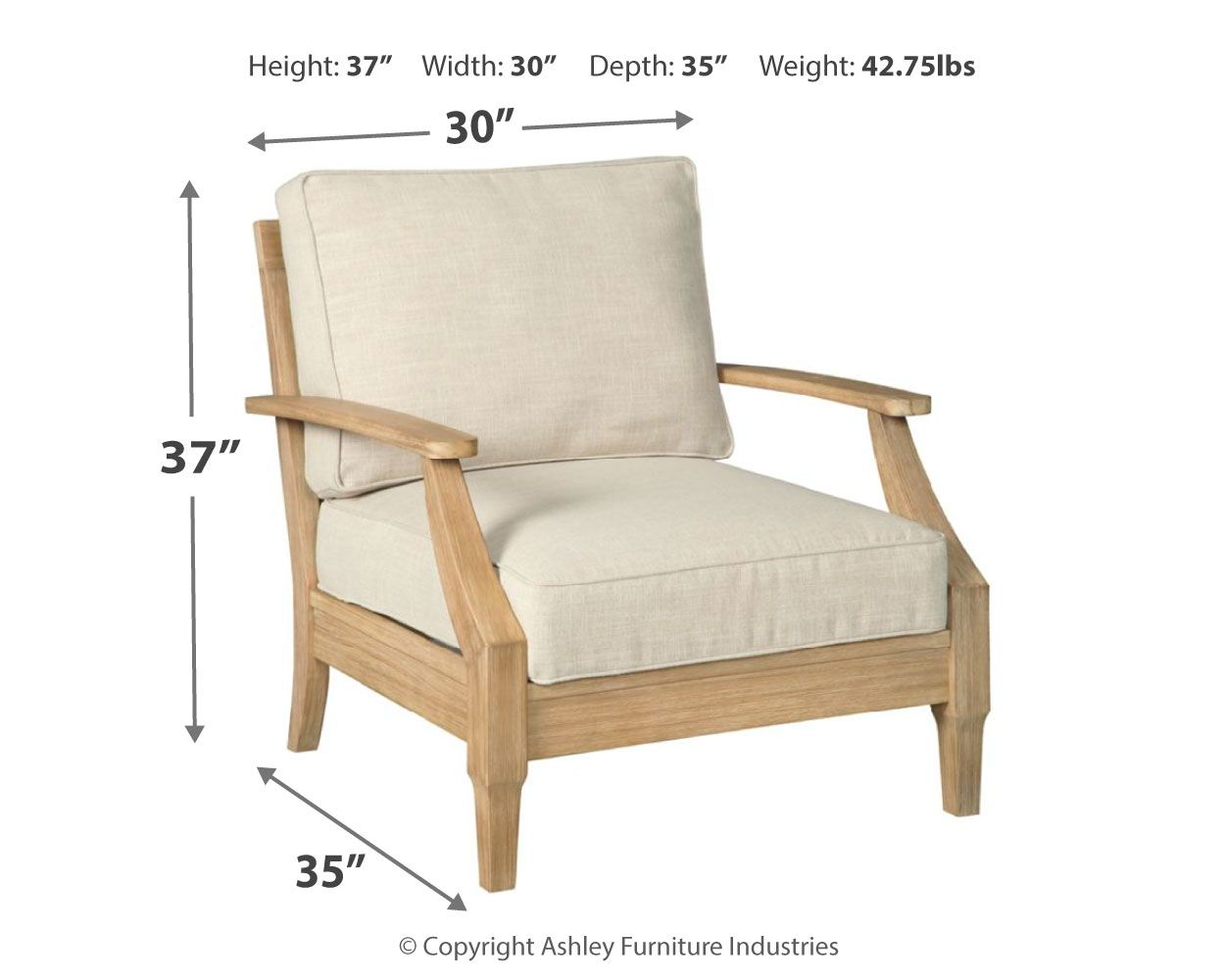 Clare View Beige Lounge Chair with Cushion - Modern Comfortable Accent Chair for Living Room, Bedroom & Office Relaxation