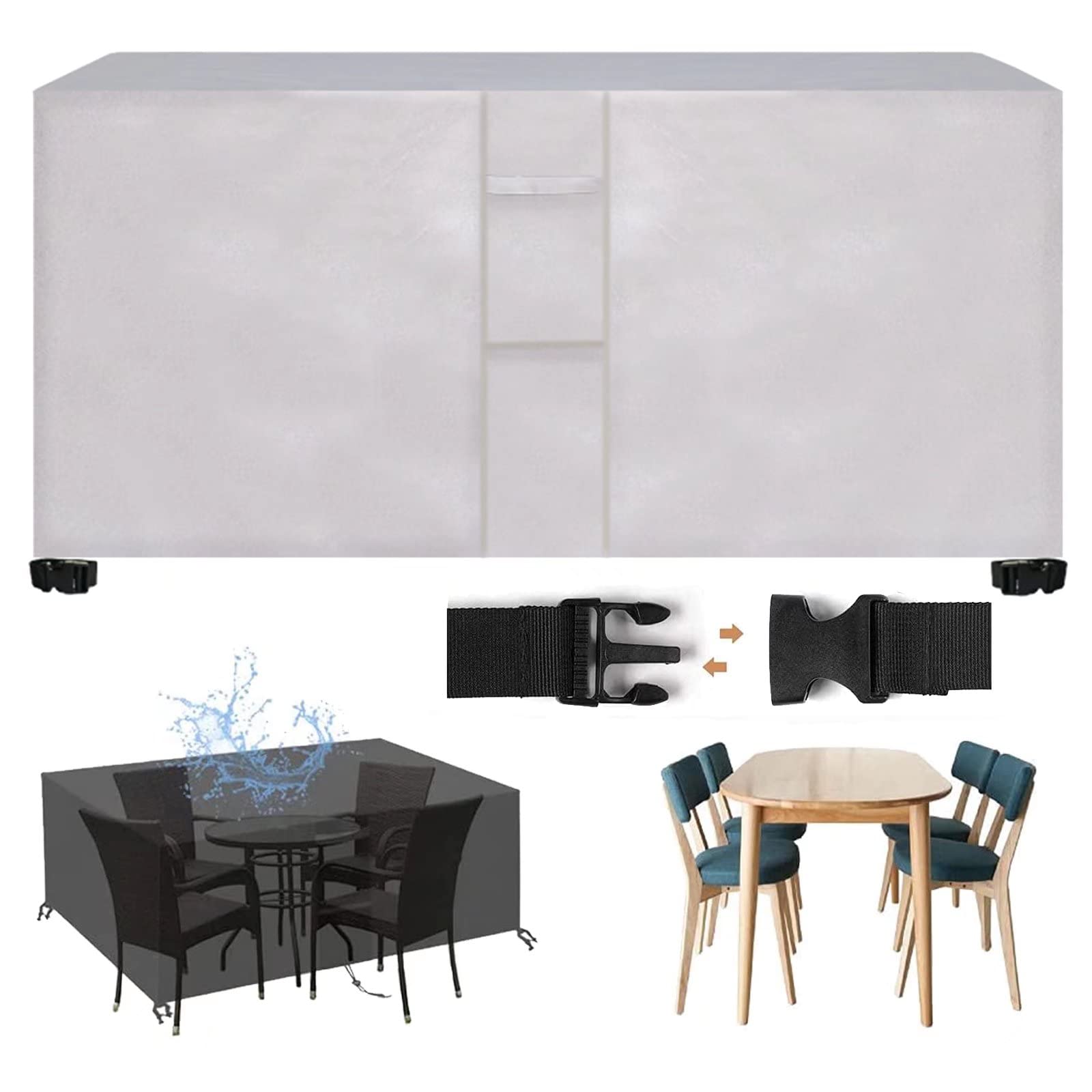 DFANCE Waterproof Patio Furniture Set Cover - Heavy Duty 420D Outdoor Sectional Sofa & Table Cover - Tear Resistant for Rain, Snow & Dust Protection - Perfect for Winter Use & Outdoor Furniture Protection