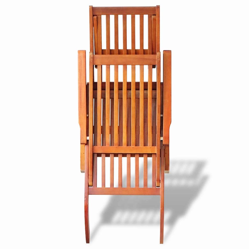 Premium Acacia Wood Outdoor Lounge Chair with Adjustable Footrest - 66
