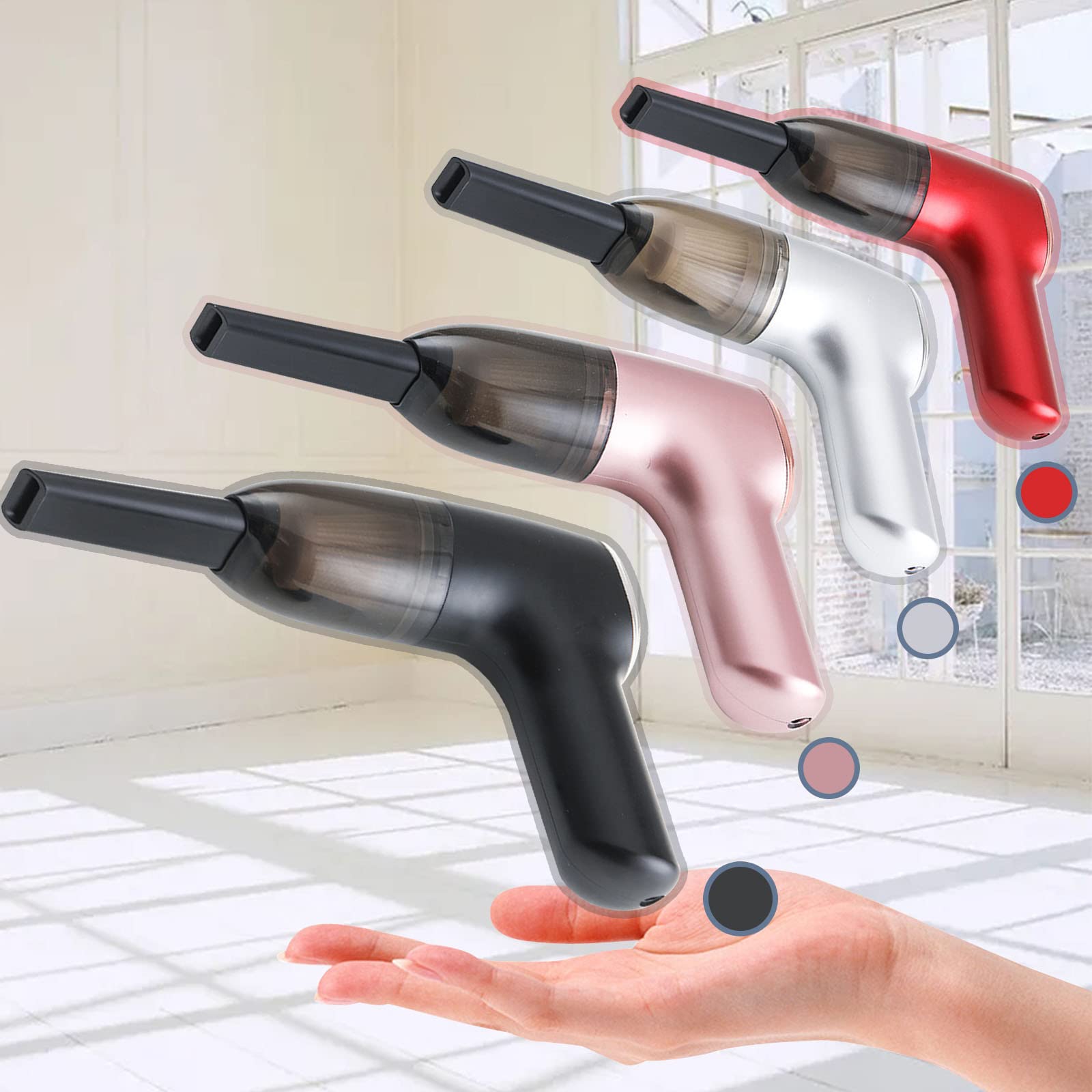 Senier Portable Handheld Car Vacuum Cleaner - Wireless Wet/Dry for Home & Car (Red)
