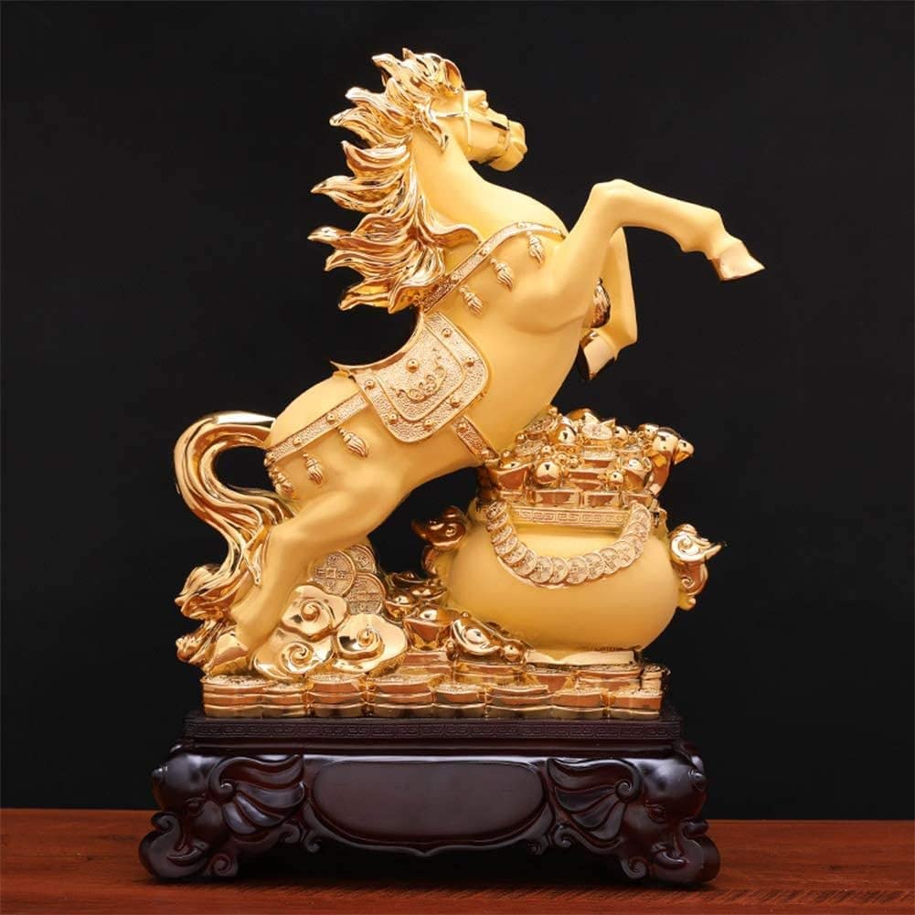 Premium Feng Shui Horse Statue - Handcrafted Resin Sculpture for Home & Office Decor, Wealth & Prosperity Symbol - Perfect for Living Room, Entrance, Bathroom, or Garden Decoration