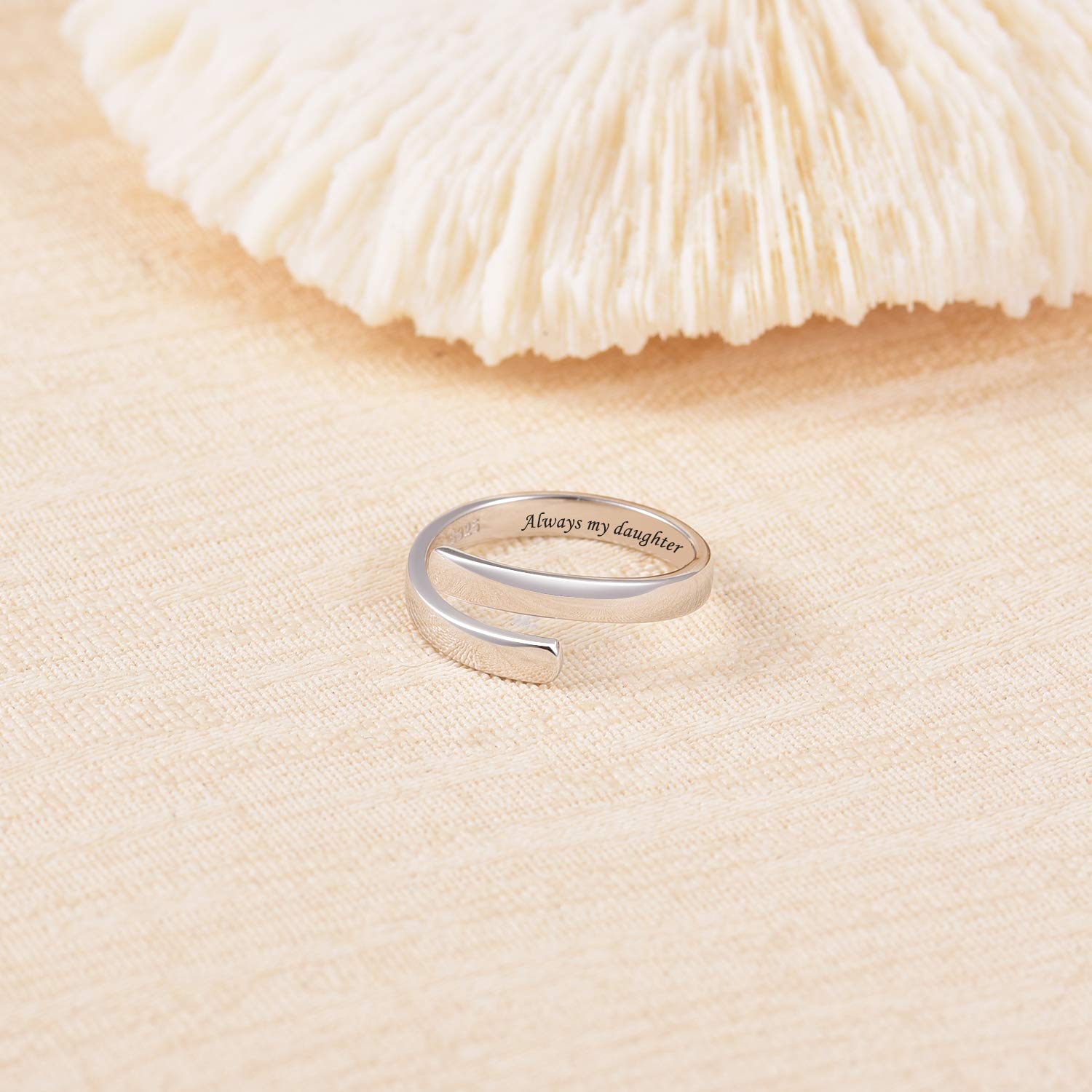 BEILIN 925 Sterling Silver Adjustable Ring - Inspirational Jewelry for Women & Teens, Motivational Gift for Graduation, Birthday & Everyday Wear