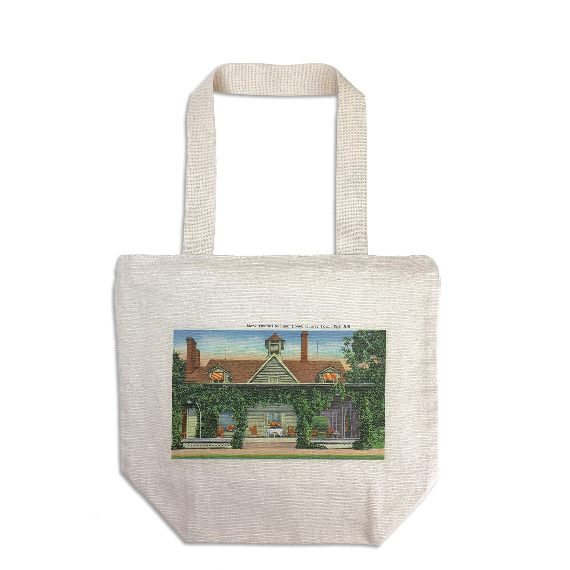 Lantern Press Mark Twain's Summer Home Quarry Farm Elmira NY Canvas Tote Bag - 100% Cotton Reusable Shopping Bag for Groceries, Beach & Book Lovers