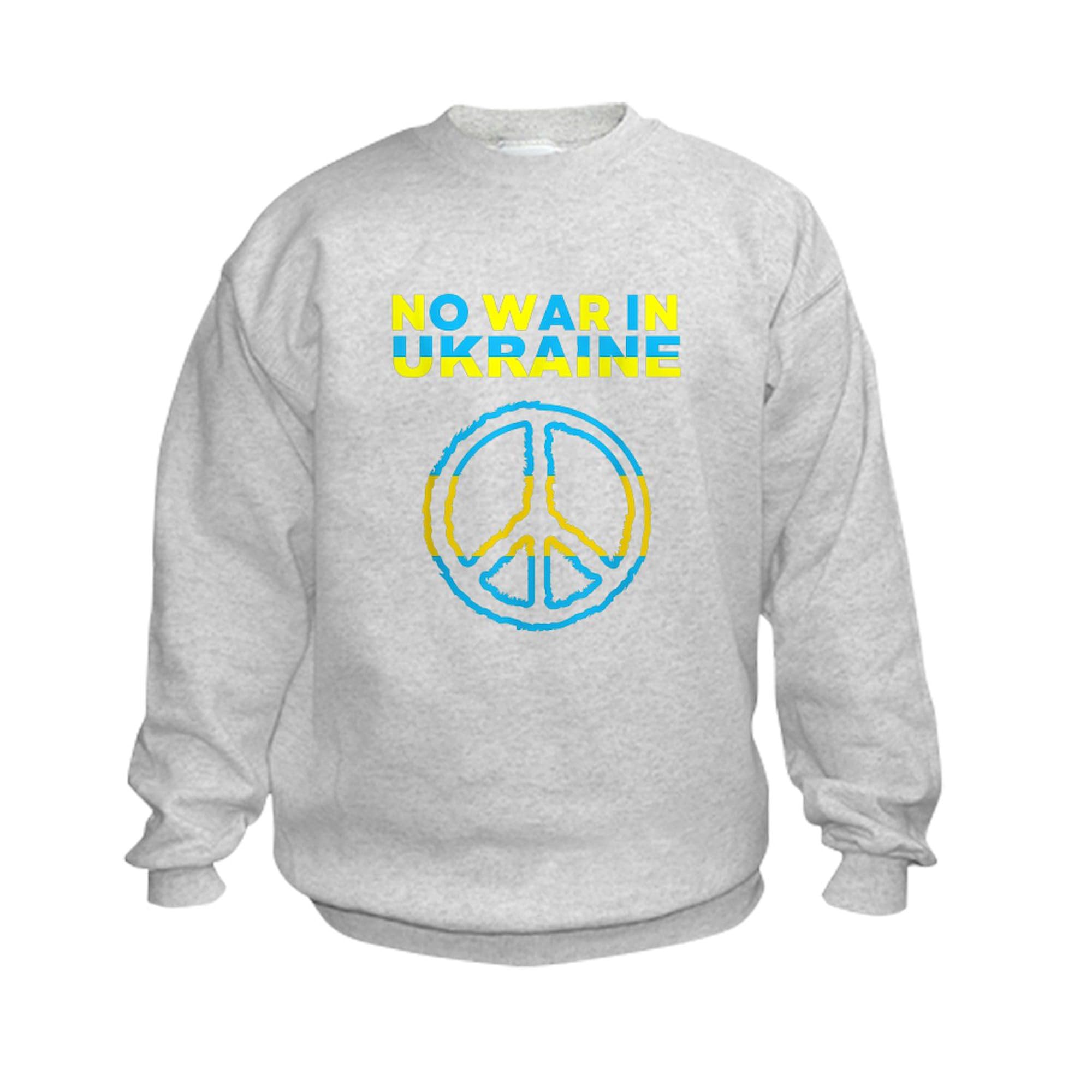 No War in Ukraine Support American Ukraine Sweatshirt - Kids & Youth Crewneck Pullover for School, Sports & Casual Wear