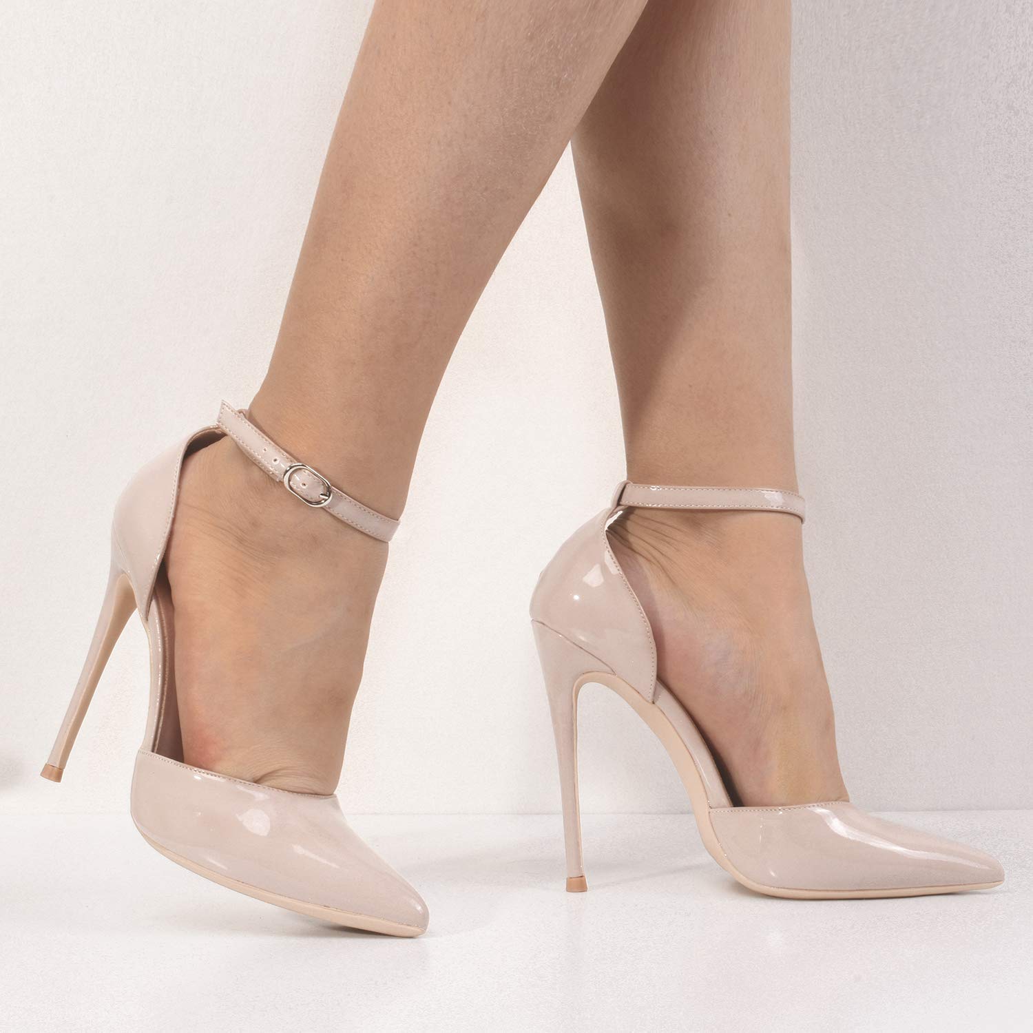 Elegant Elisabet Tang Women's High Heel Pumps - D'Orsay Ankle Strap Pointed Toe Stiletto Heels with Rhinestone Details for Party, Wedding & Evening Events | Perfect for Prom, Cocktail Dresses & Special Occasions