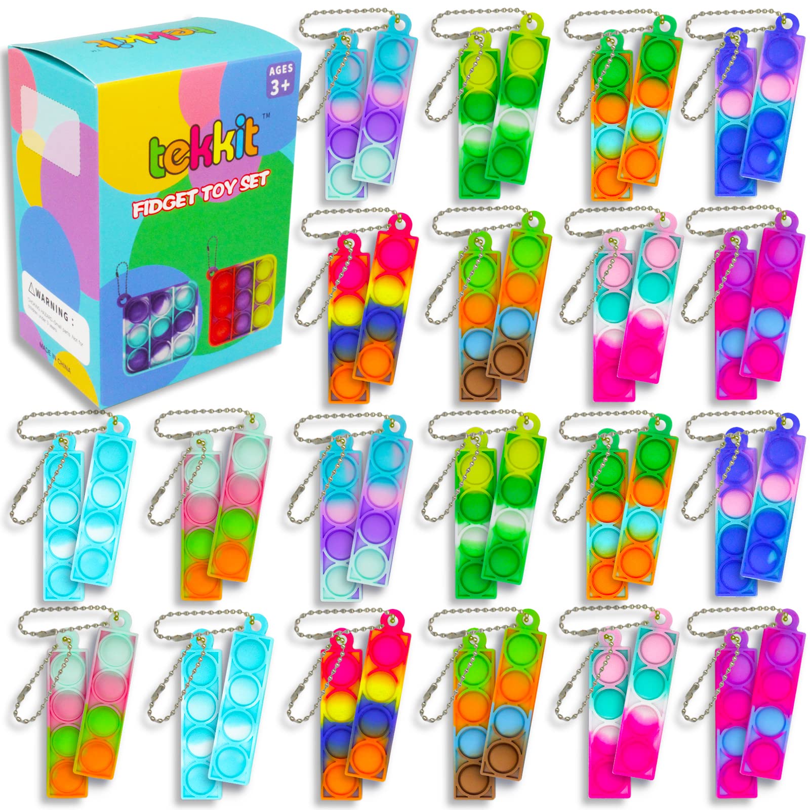40PCS Halloween Party Favors Mini Pop Push Keychain Fidget Toys - Bulk Small Poppits Sensory Toys for Kids, Girls, Students & Adults - Anti-Anxiety Stress Relief Game Set - Perfect for Goody Bags, Classroom Rewards & Party Giveaways