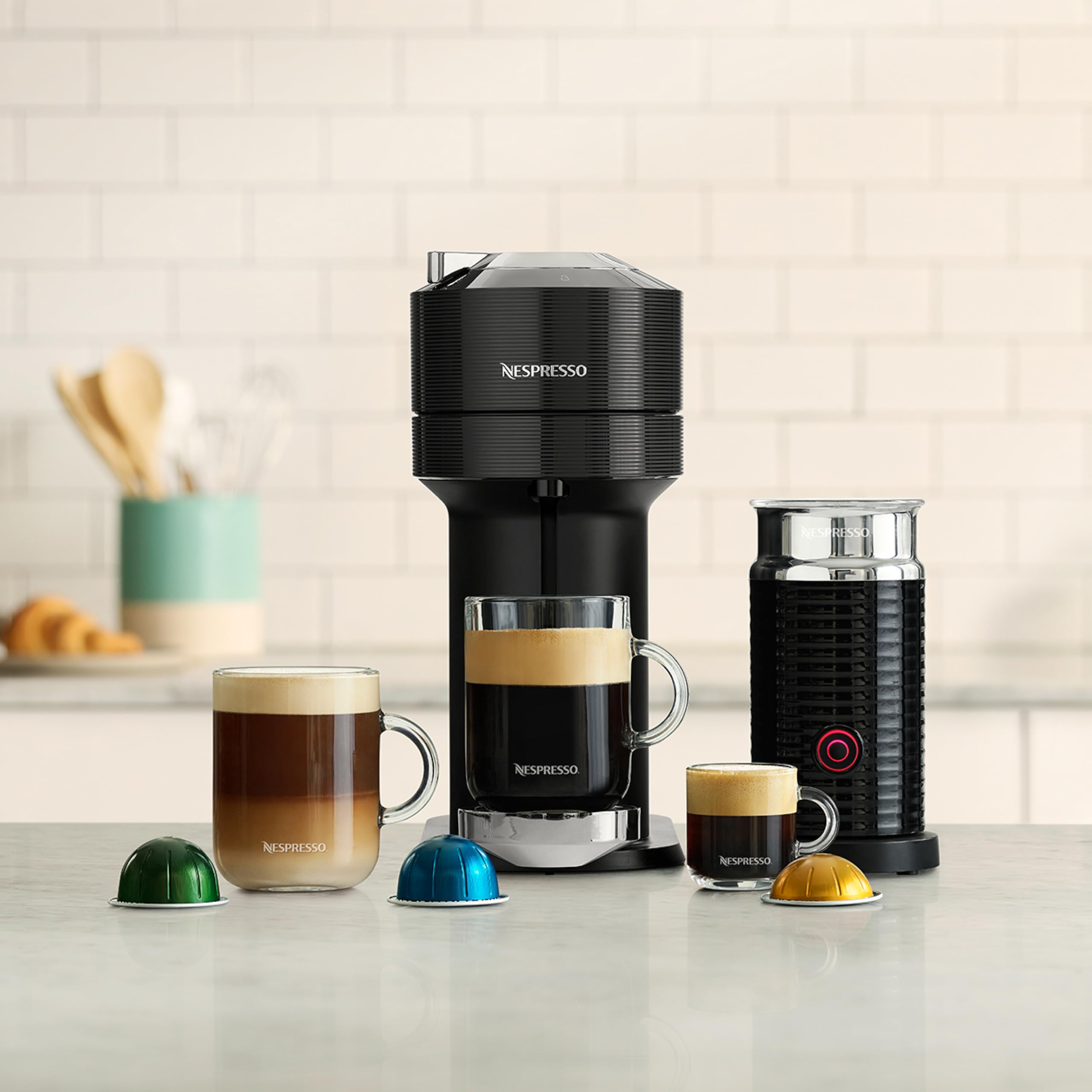 Nespresso Vertuo Next Premium Coffee & Espresso Machine with Aeroccino Milk Frother - Classic Black by Breville | Perfect for Home & Office Brewing