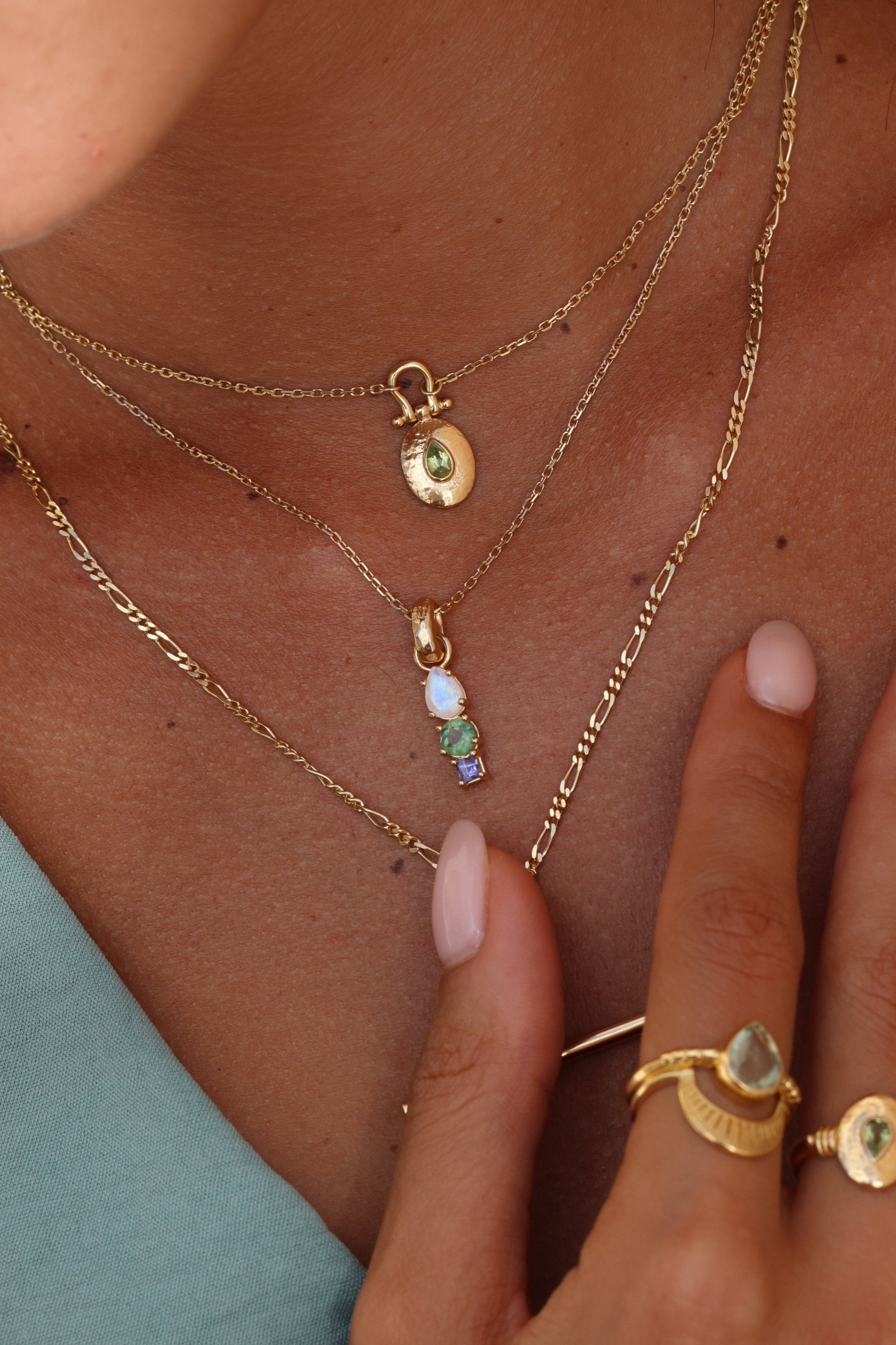 Esme Apatite Gold Necklace for Women - Elegant Blue Gemstone Jewelry Gift for Her - Perfect for Weddings, Anniversaries & Special Occasions