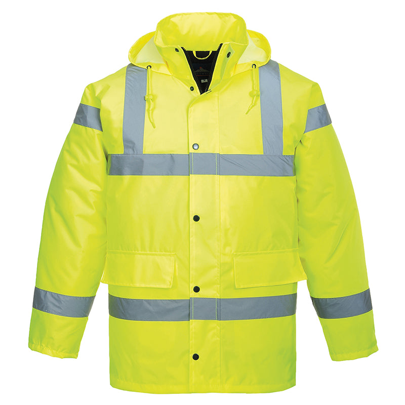 Portwest PW003 High Visibility Traffic Safety Jacket - Reflective Workwear for Construction, Road Workers & Nighttime Outdoor Activities
