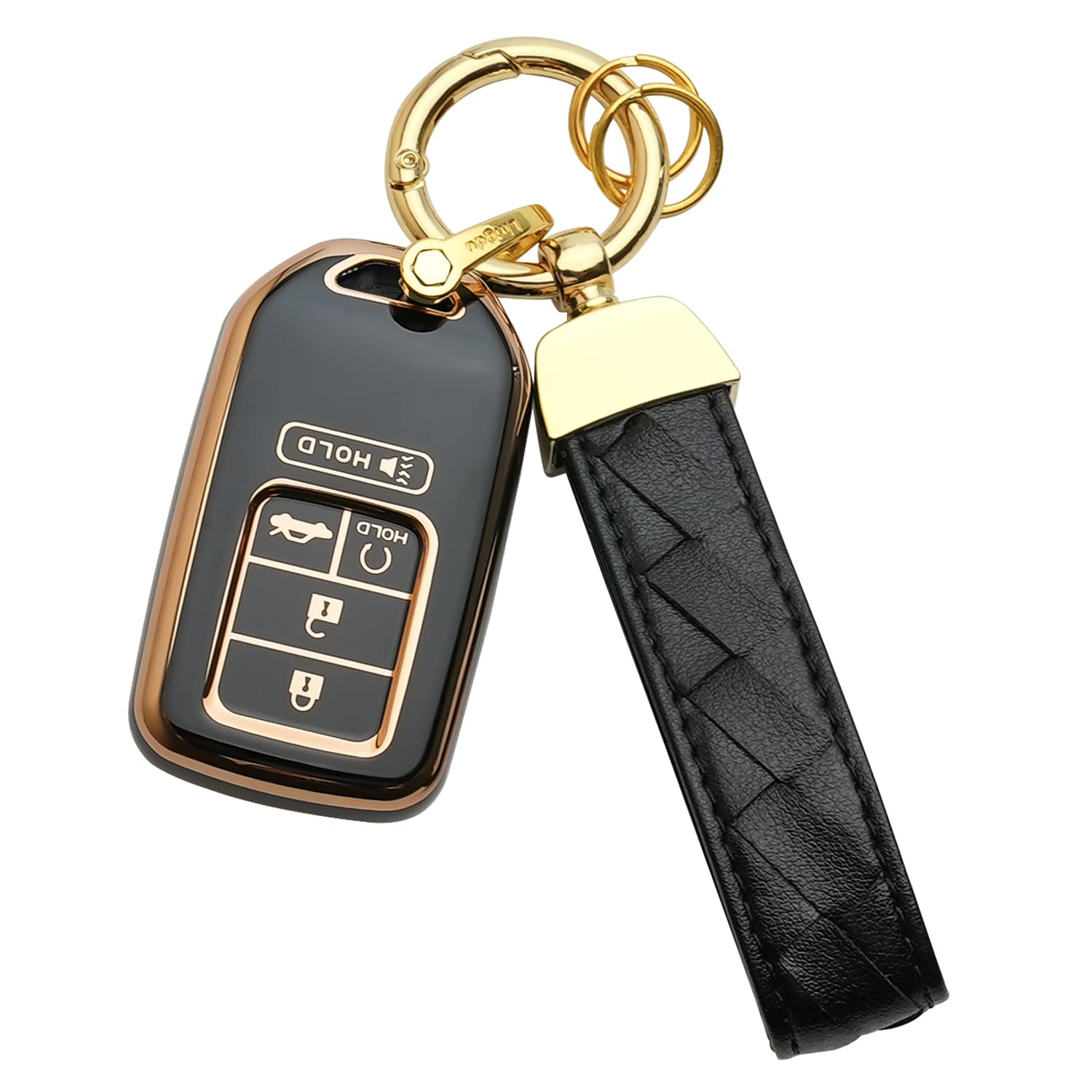 Premium Honda Key Fob Cover - Compatible with Accord, Civic, CRV, Pilot, Odyssey, Passport Smart Remote Keys - Durable Keychain Shell Case (Black) - Protect Your Car Key from Scratches & Drops