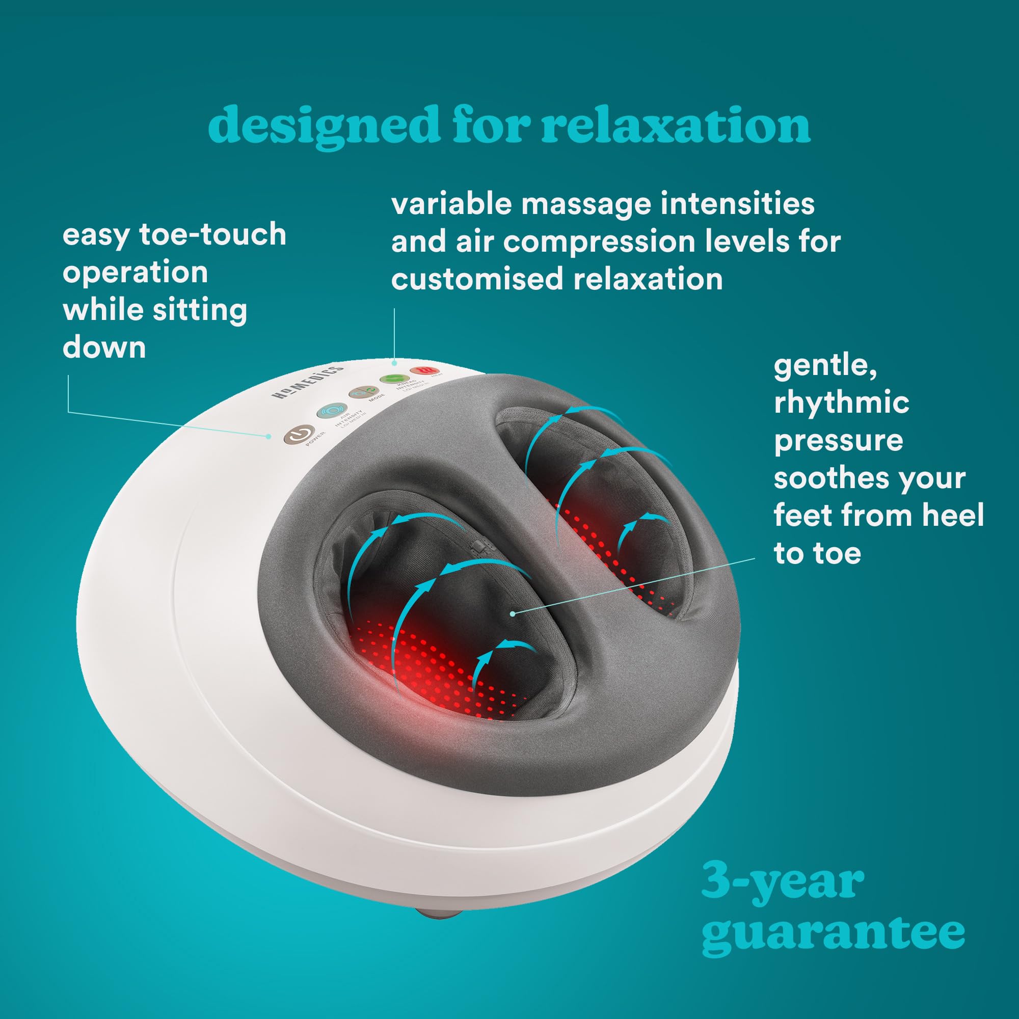 HoMedics Shiatsu Air Pro Foot Massager with Heat & Air Compression - Electric Foot Massage Machine for Stress Relief - Perfect Gift for Women & Seniors - Use at Home, Office, or Travel for Relaxation
