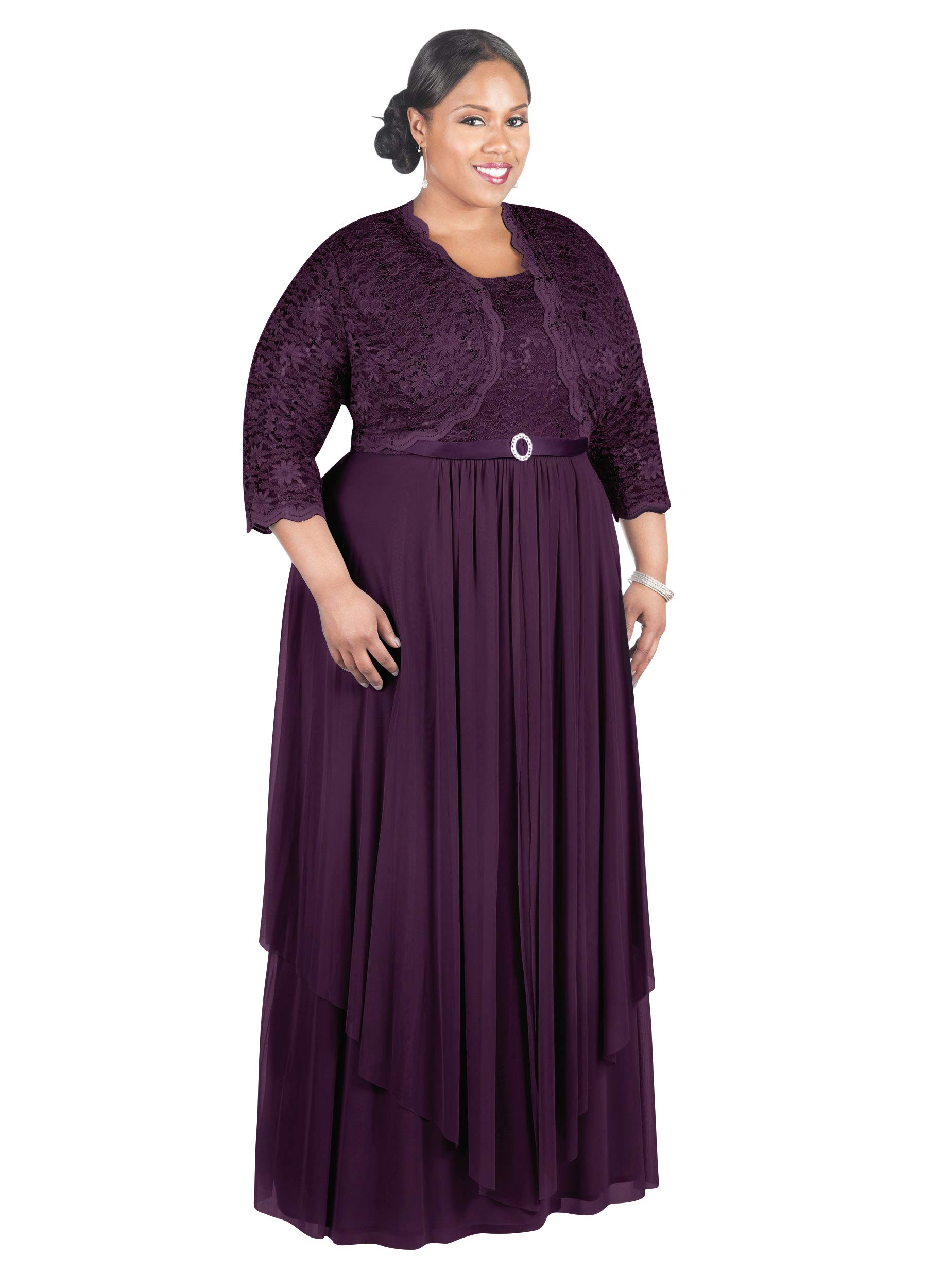 R&M Richards Women's Plus Size Formal Jacket Dress - Elegant Mother of The Bride Gown for Weddings & Special Occasions | Perfect for Church, Cocktail Parties & Evening Events