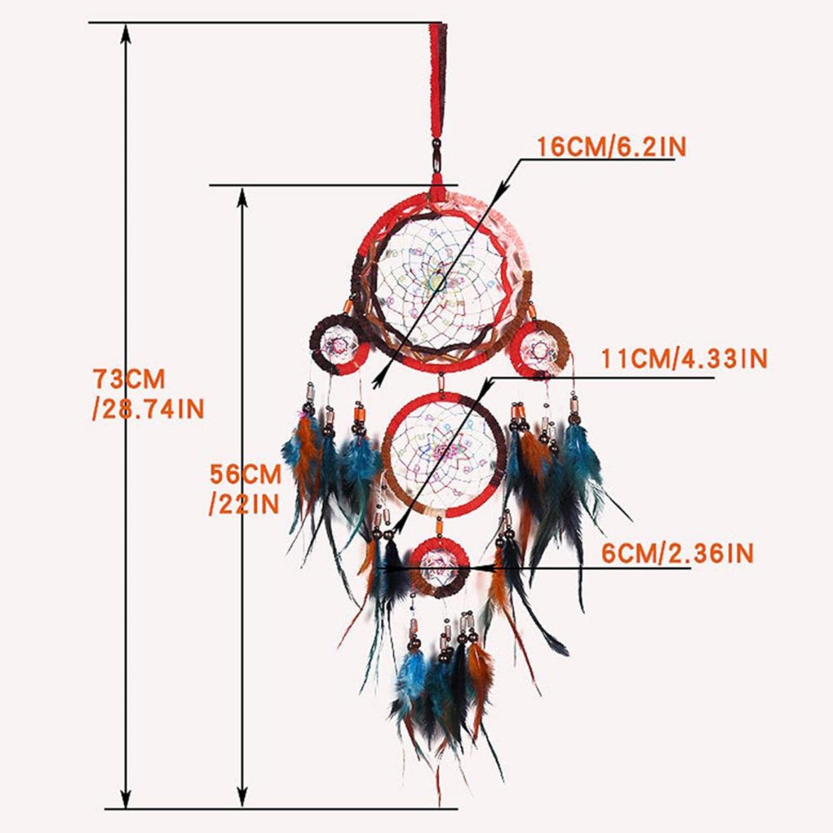 Handmade Feather Dream Catcher Wind Chime - Boho Wall Hanging Decor for Bedroom, Nursery & Living Room | Spiritual Gift for Women, Housewarming Present | Meditation Room & Yoga Studio Decoration