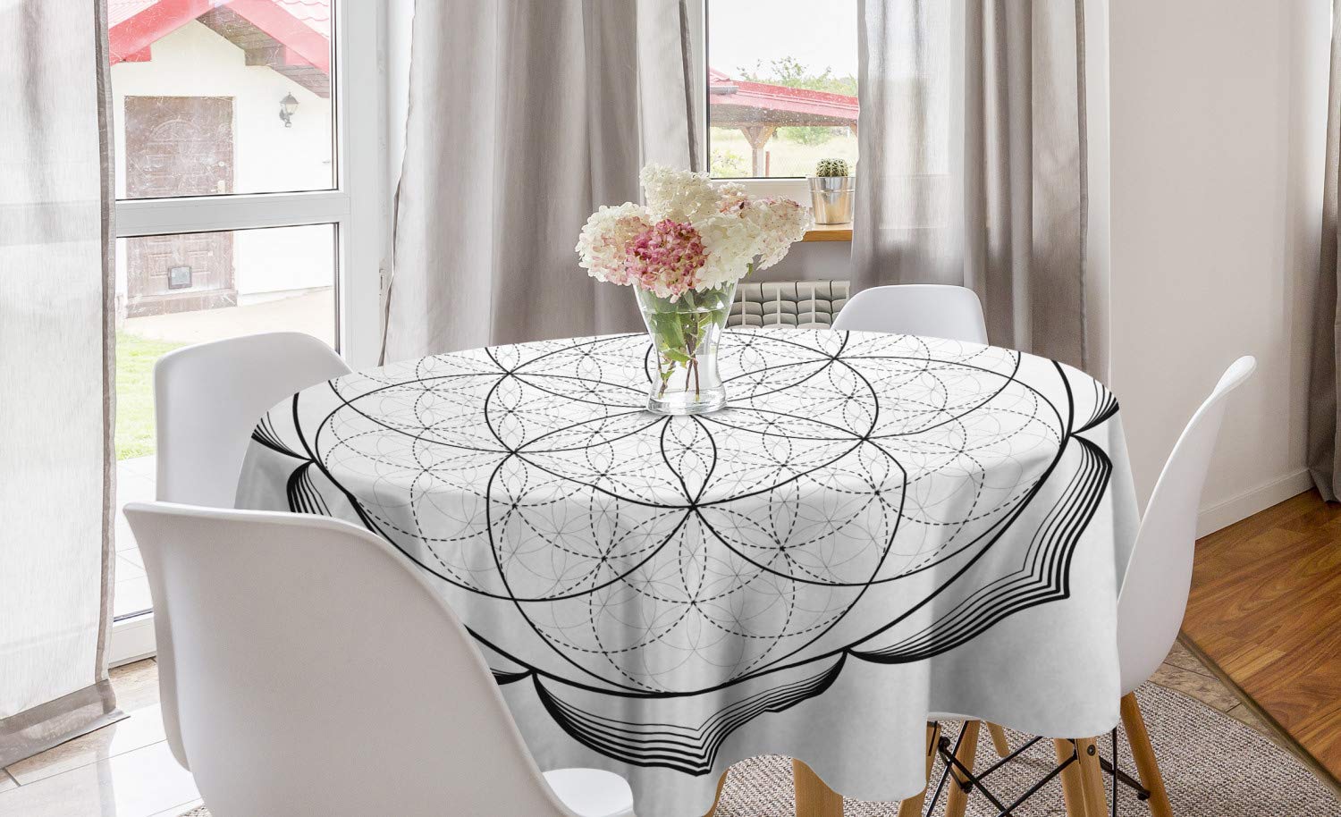 Ambesonne Round Tablecloth 60