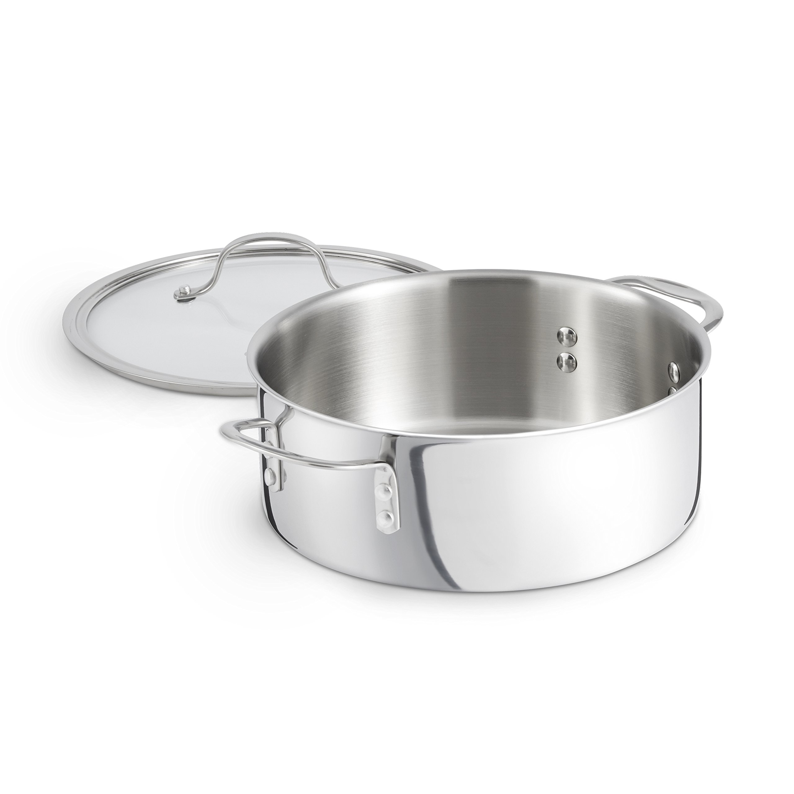Calphalon Tri-Ply Stainless Steel Dutch Oven 5-Quart - Premium Kitchen Cookware for Braising, Stewing & Baking - Perfect for Soups, Casseroles & Family Meals