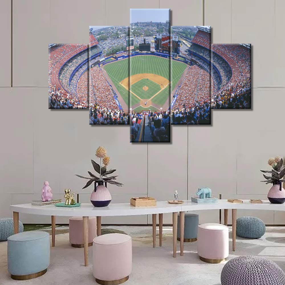 5 Piece Modern Baseball Stadium Canvas Wall Art - Stretched & Framed Ready to Hang (60