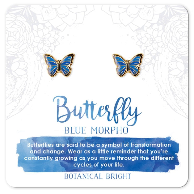 Blue Morpho Butterfly Stud Earrings for Women - Hypoallergenic Stainless Steel Jewelry - Perfect for Gifts, Parties & Everyday Wear