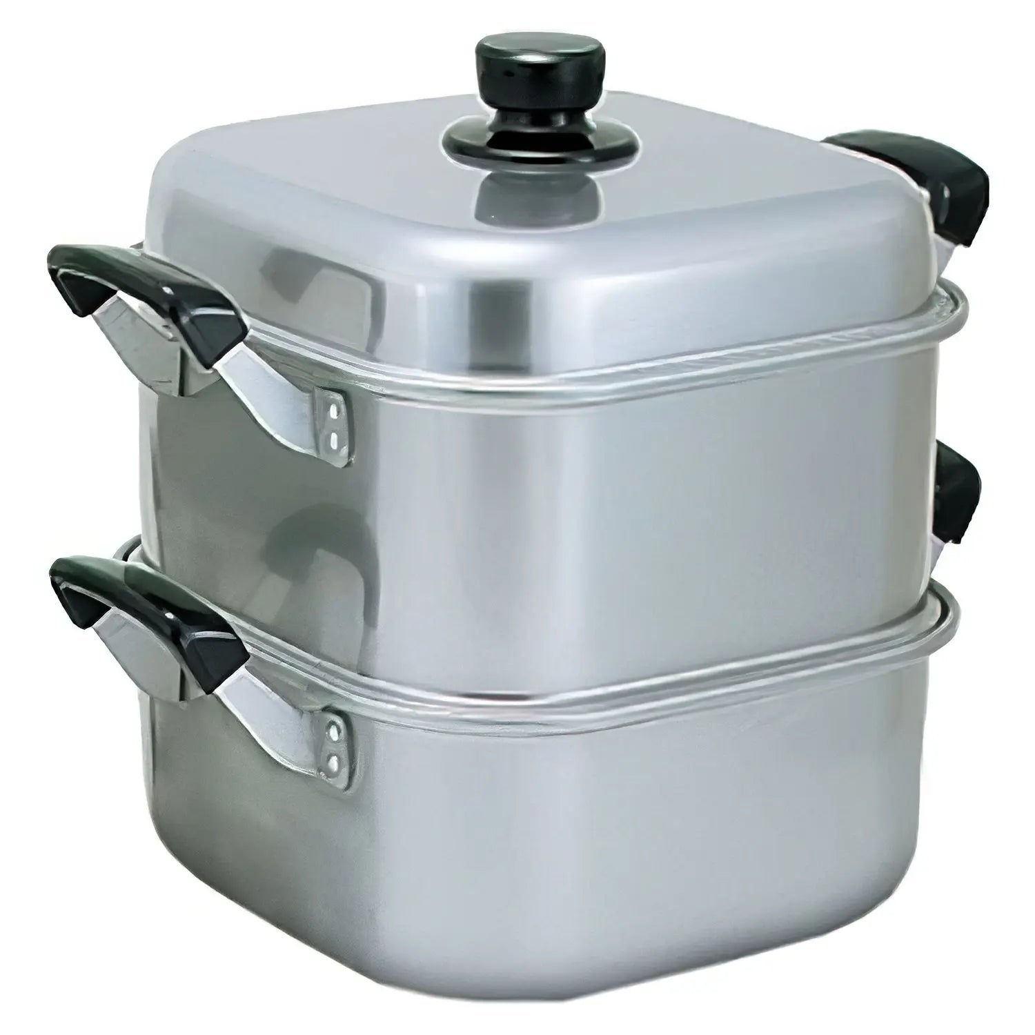 Premium Akao Aluminum Two-Tier Square Steamer for Dumplings & Vegetables – Perfect for Home Cooking & Asian Cuisine