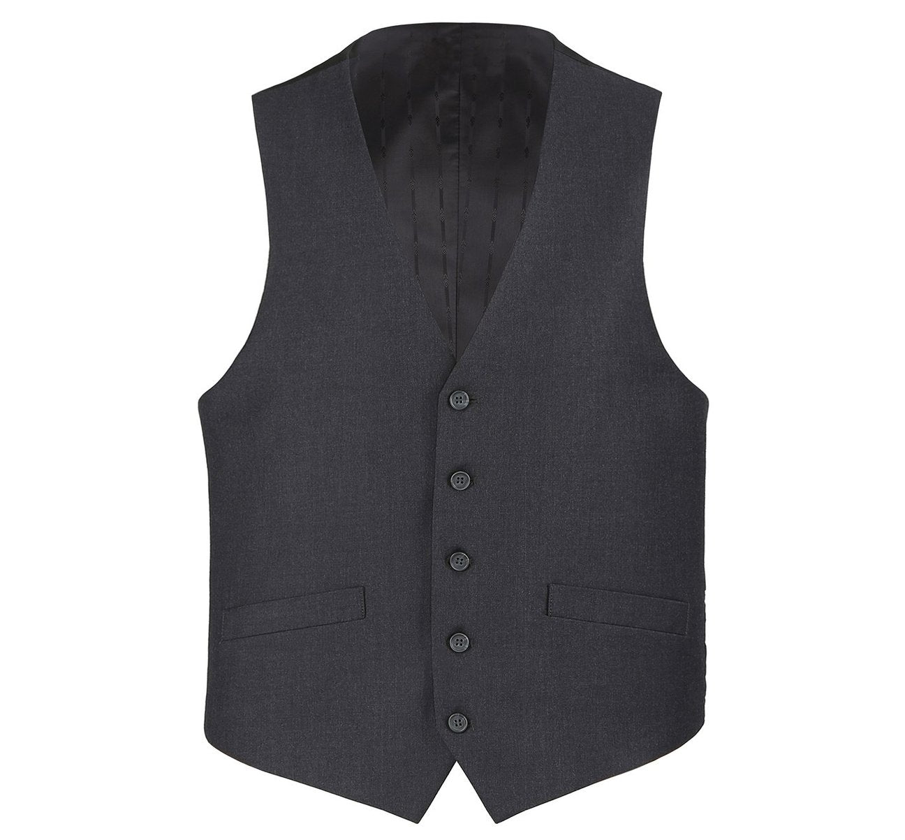 Alessandro Vitello by Renoir Men's Charcoal Gray Button Formal Suit Vest - Regular Fit Waistcoat for Business & Wedding - Premium Slim Fit Vest for Office & Special Occasions