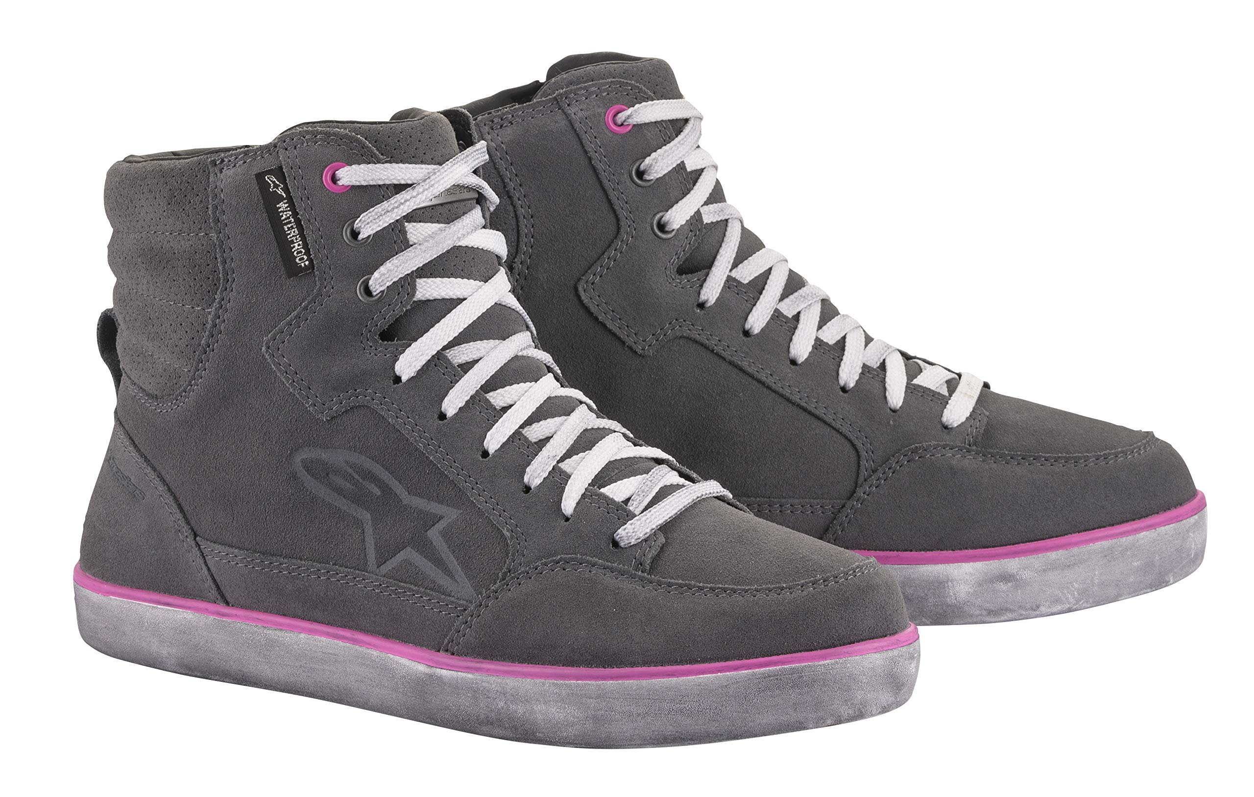 Alpinestars Stella J-6 Women's Waterproof Motorcycle Riding Boots - Size 10.5 - Grey/Pink - Perfect for Adventure Touring & Commuting