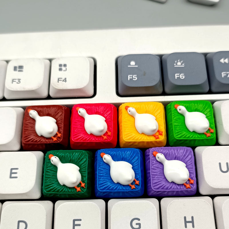 Lying Flat Duck Mechanical Keyboard - Short Switch Resin Handmade Custom Cute Creative Keycaps for Gaming, Typing & Office Work