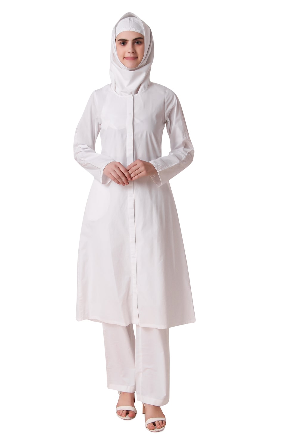 Elegant White Front Open Cotton Salwar Kameez for Women - Traditional Indian Ethnic Wear for Festivals, Weddings & Special Occasions