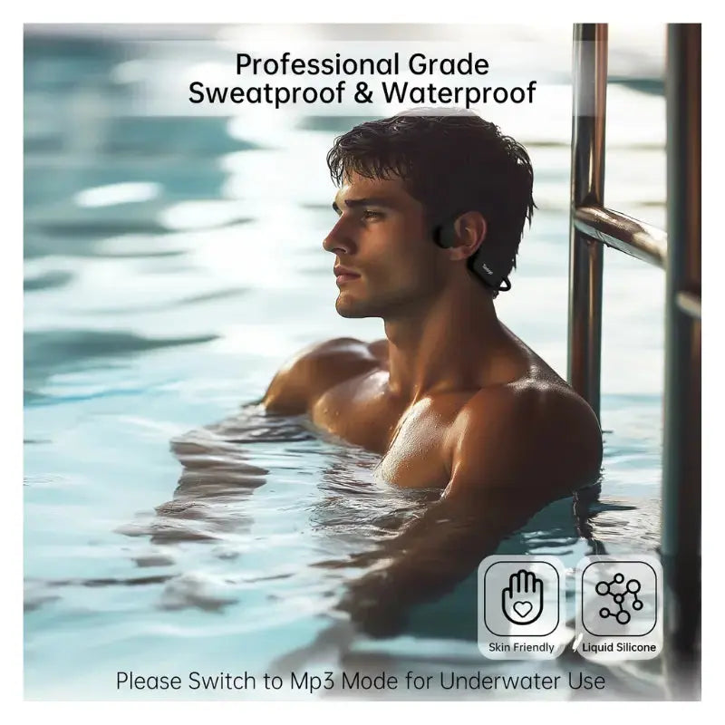 W22 Waterproof Bone Conduction Headphones for Swimming - Wireless Bluetooth MP3 Music Player with 8GB Storage - Perfect for Pool, Beach & Open Water Swimming