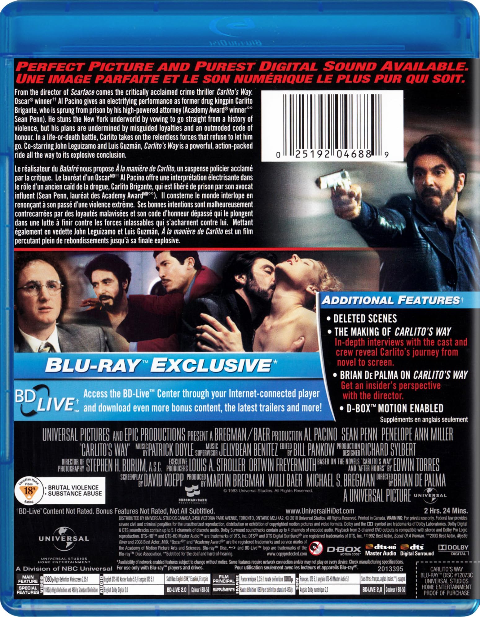 Carlito's Way Blu-ray - Classic Crime Drama Movie | Perfect for Movie Nights & Collector's Editions