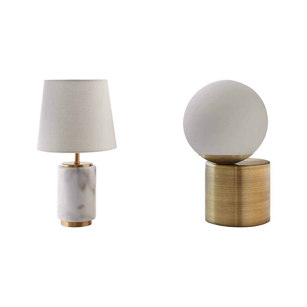 Rivet Mid Century Modern Marble Table Lamp with LED Bulb - 14