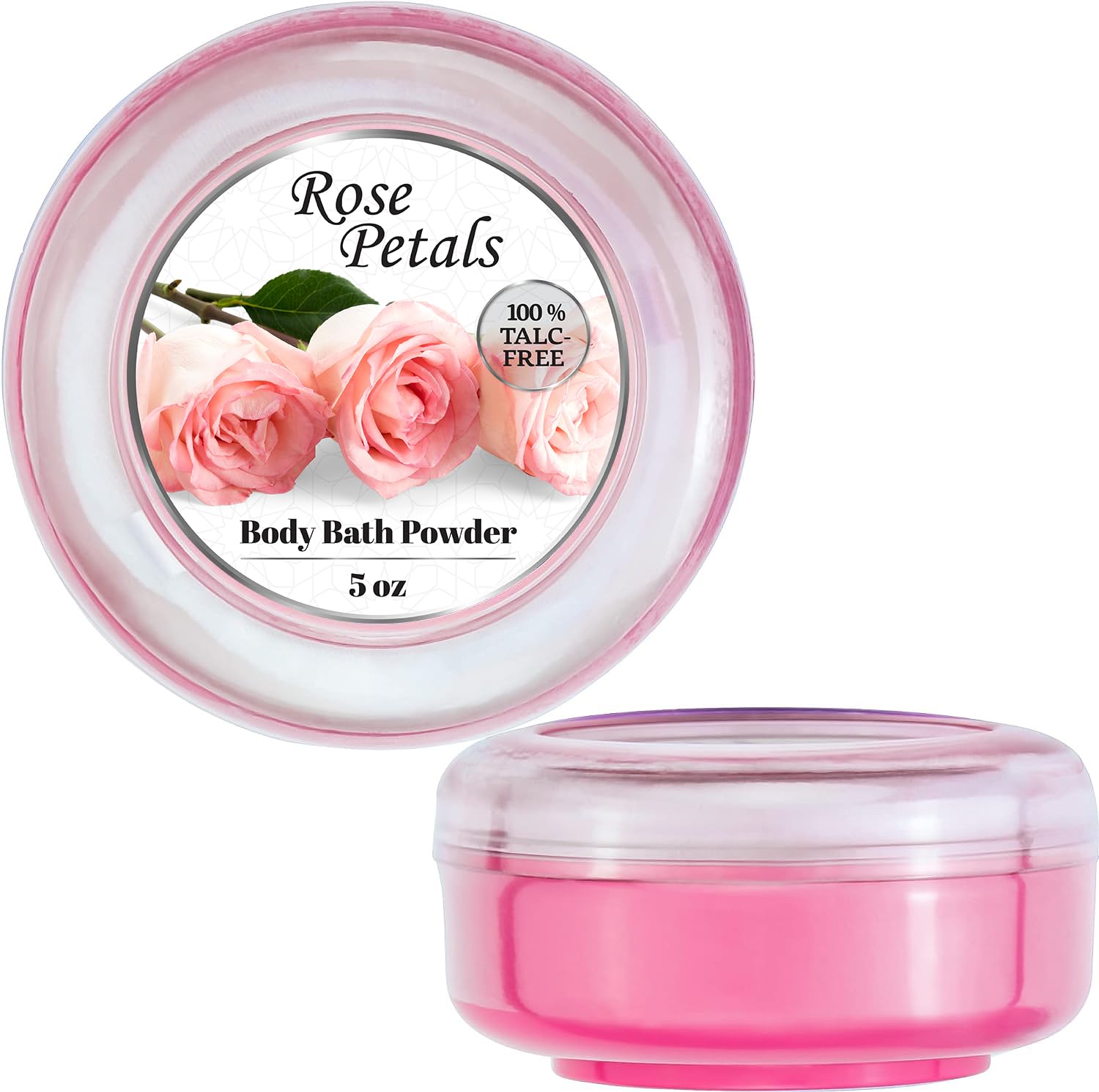 R-NEU 2 Pack Talc-Free Body Powder for Women with Powder Puff | Rose Petal Scented Dusting Powder | After Bath & Shower for Soft Smooth Skin | Large 10oz Size | Perfect for Daily Use, Travel & Post-Workout Freshening