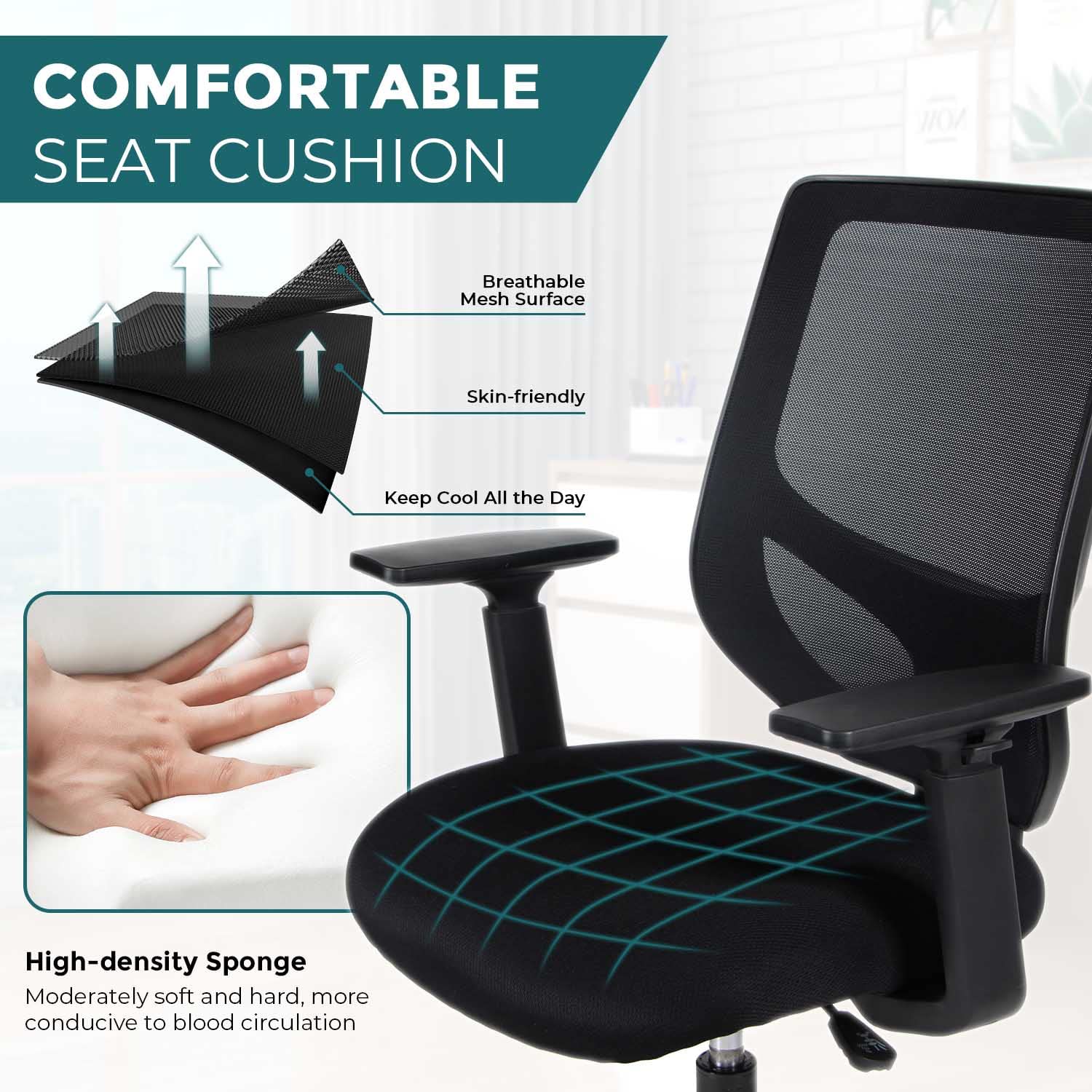 SMUG Adjustable Drafting Chair - Tall Office Chair with Mid Back Mesh & Foot Ring - Ergonomic Desk Chair for Standing Workstations - Perfect for Architects, Artists & Home Office Use