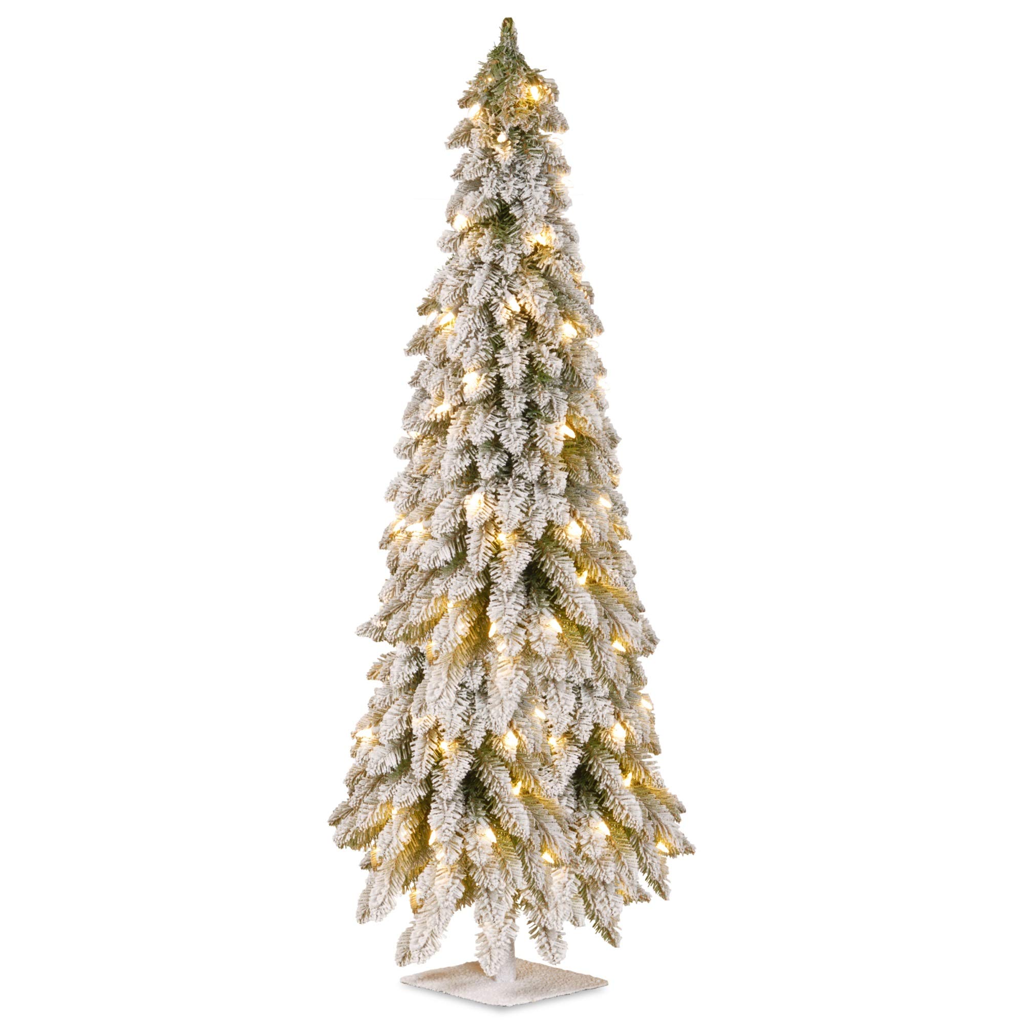 5ft Pre-Lit Snowy Downswept Artificial Christmas Tree with Clear LED Lights - Perfect for Living Room, Office & Holiday Decorations