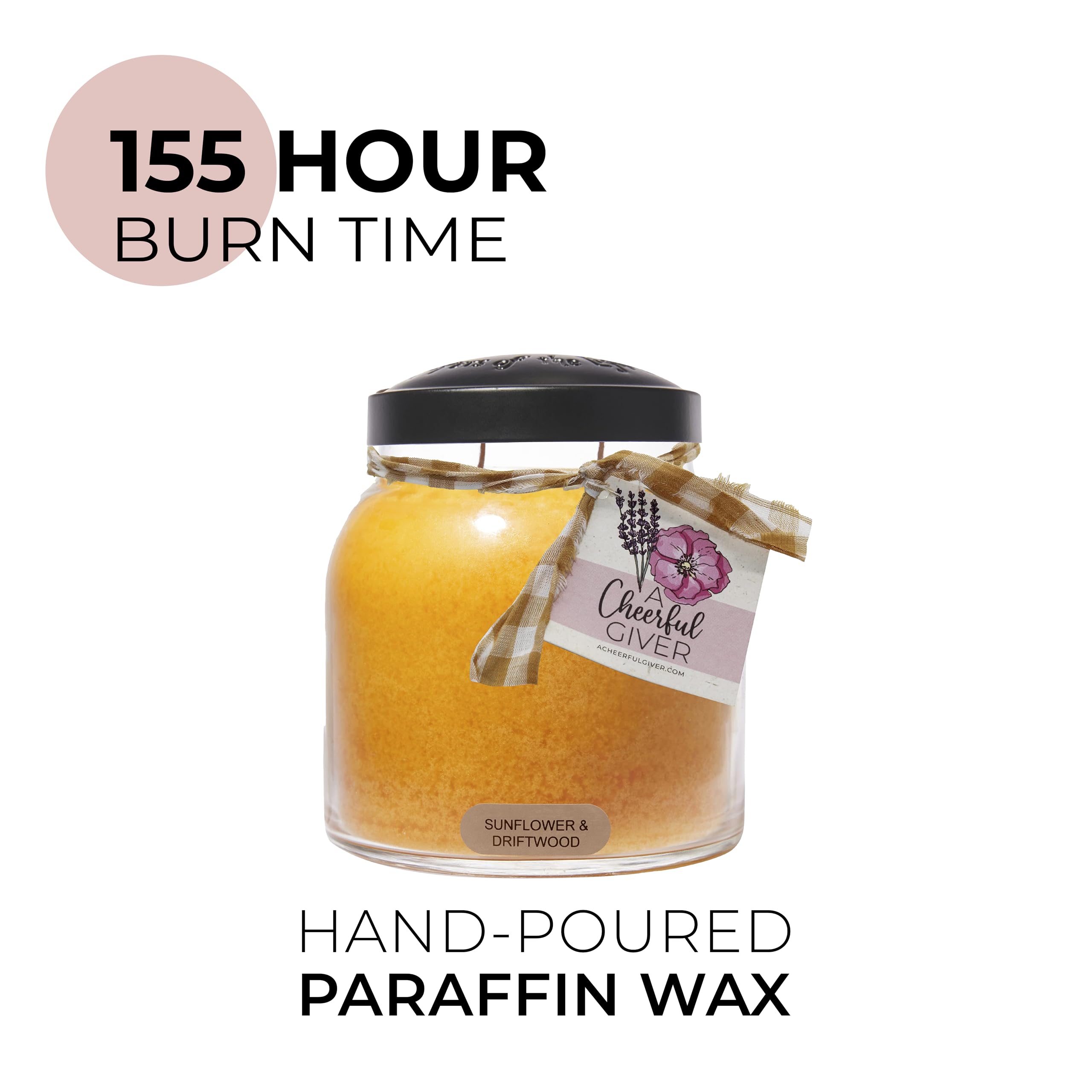 34oz Sunflower & Driftwood Scented Candle with Lid - 155 Hours Burn Time - A Cheerful Giver Gift Candle - Keepers of The Light Collection - Perfect for Home Decor, Relaxation & Thoughtful Gifts