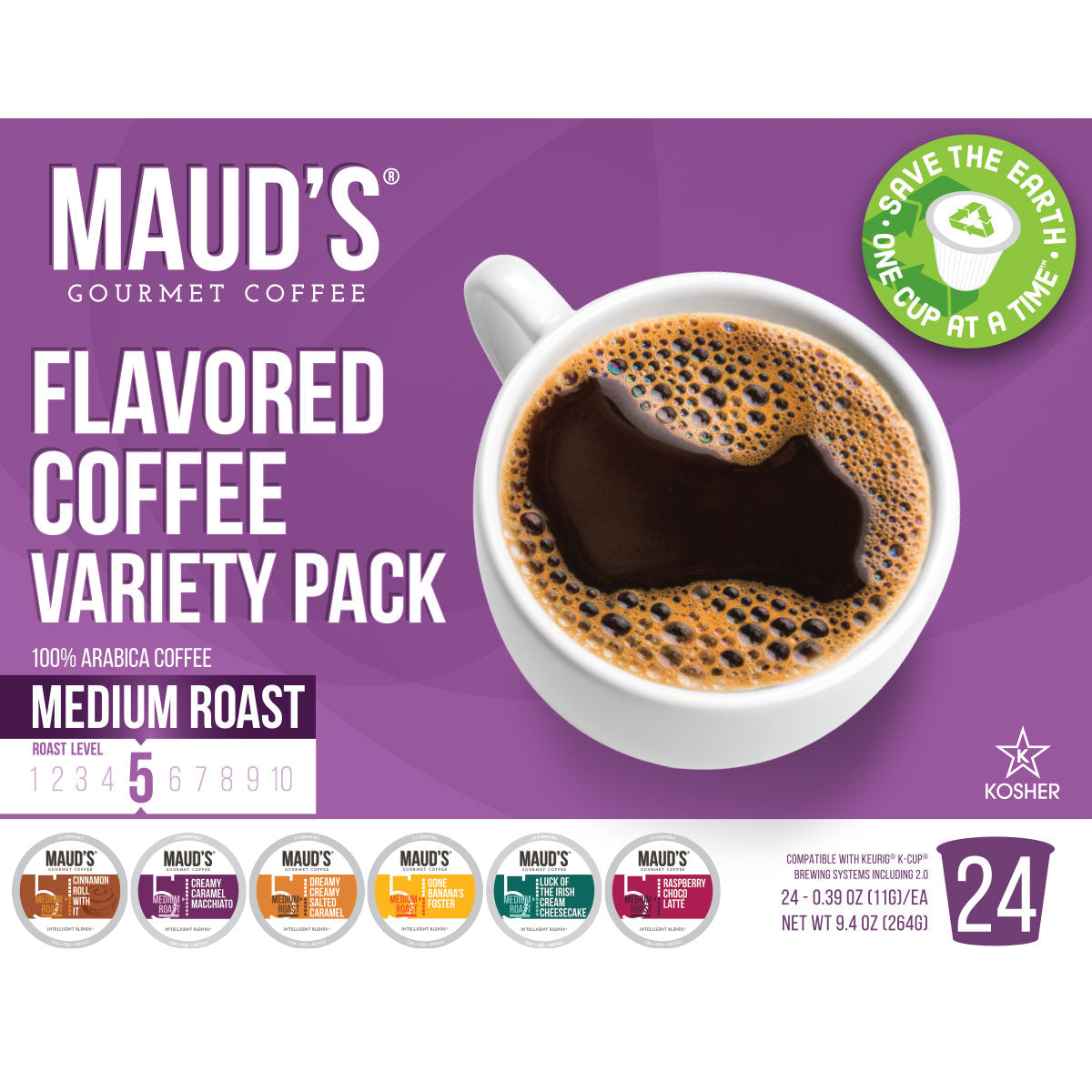 Maud's Flavored Coffee Pods Variety Pack - 6 Delicious Flavors for Keurig Brewers | Perfect for Home, Office & Gifts