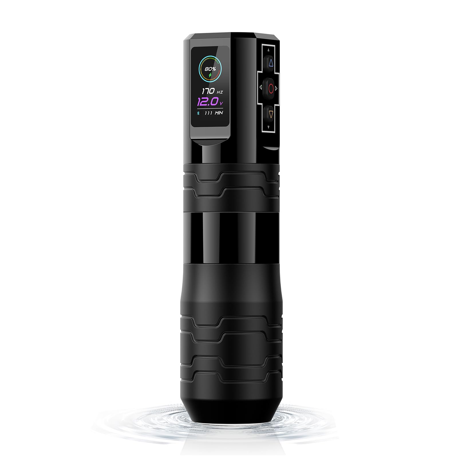 EZ Wireless Tattoo Machine - 5 Stroke Sizes (3.0-5.0mm), Bluetooth Tattoo Pen with OLED Display & 1600mAh Battery - Professional Tattoo Gun for Artists & Beginners - Perfect for Studio Work & Home Tattooing (P3 Pro Turbo Black)