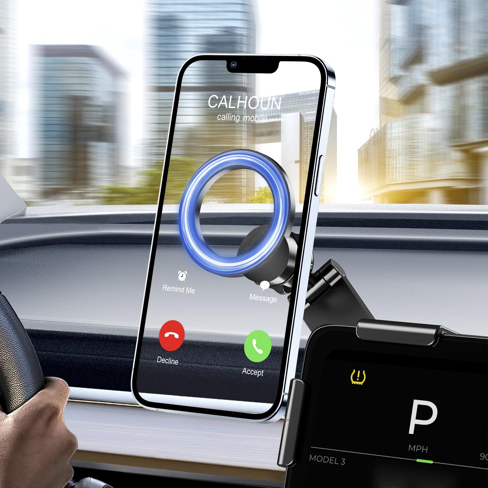 Universal Tesla Model 3/Y/S/X Phone Mount Holder - Foldable Hidden Car Accessory for iPhone & Android (2024-2025) | Perfect for Road Trips, GPS Navigation & Hands-Free Driving
