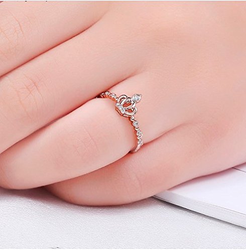 GOWE Genuine 18K Rose Gold Princess Cut Diamond Engagement Ring 0.14CT VS Clarity - Perfect Proposal Gift for Brides, Wedding & Anniversary Jewelry