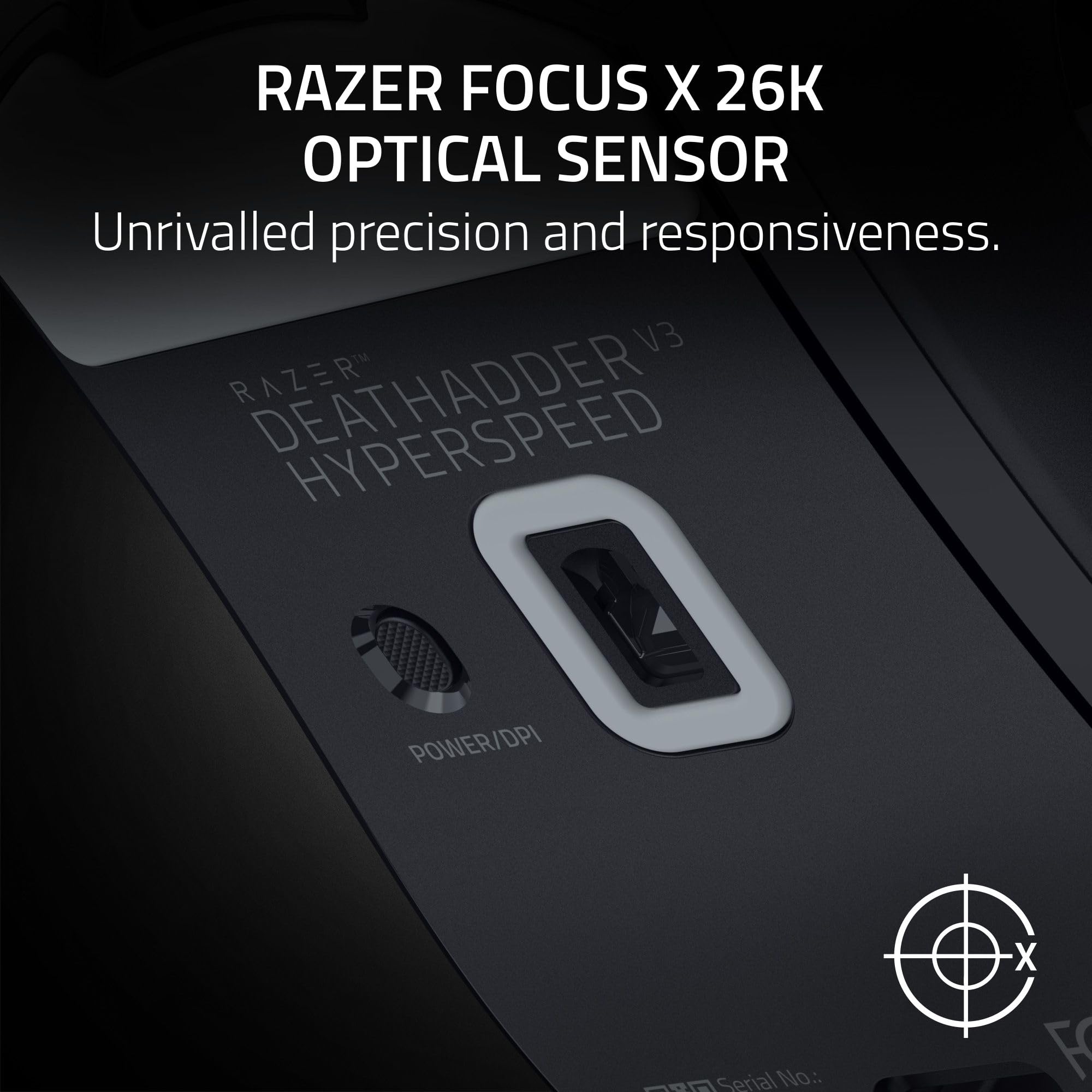 Razer DeathAdder V3 HyperSpeed Wireless Gaming Mouse - 26K DPI, 55g Ultra Lightweight, 100H Battery, 8K Hz Polling, Soft-Touch Coating - Ergonomic Esports Mouse for PC & Mac Gaming, FPS, MOBA, and Professional Work