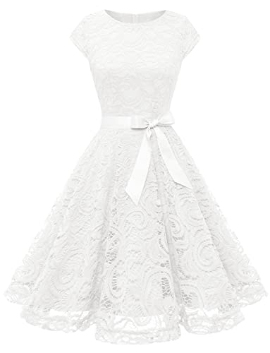 Elegant Floral Lace Bridesmaid Dress for Women - V-Neck Short Prom Party Gown for Weddings, Cocktail Parties & Special Occasions